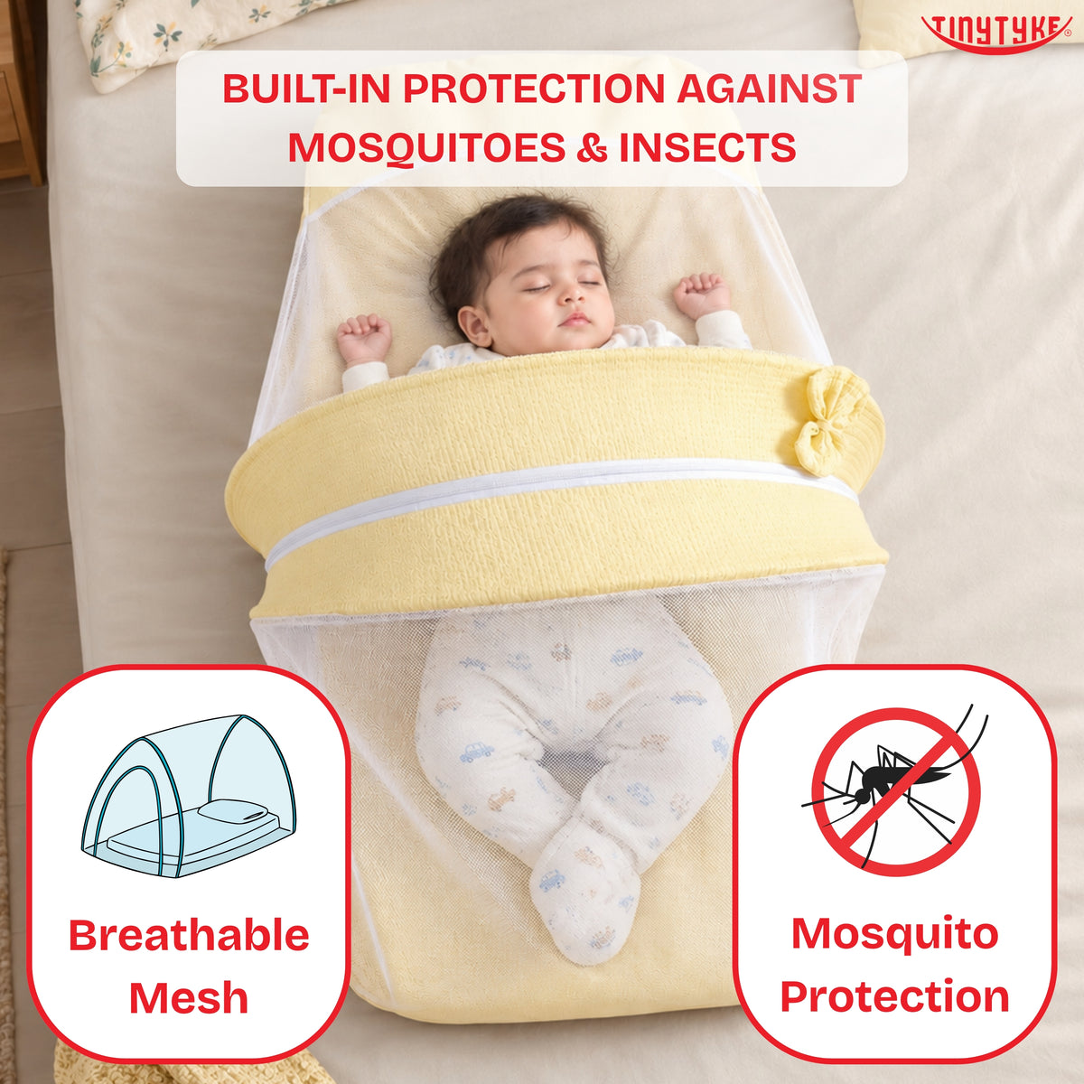 TinyTyke- Premium Crinkled Muslin Baby Mosquito Net Bed