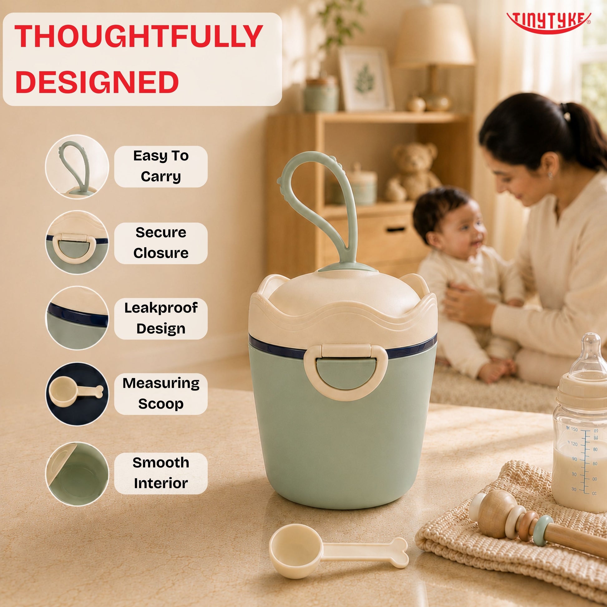 TinyTyke- Baby Formula Milk Powder Container With Spoon
