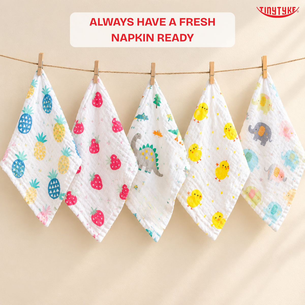 TinyTyke- Muslin Square Baby Napkin Combo Pack