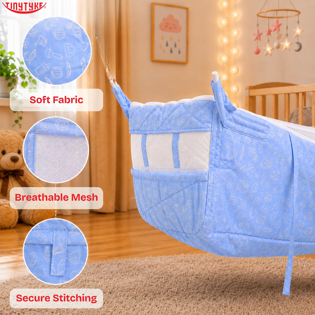 TinyTyke- Simple Heavy Hammock With Mosquito Net | Thin Padding