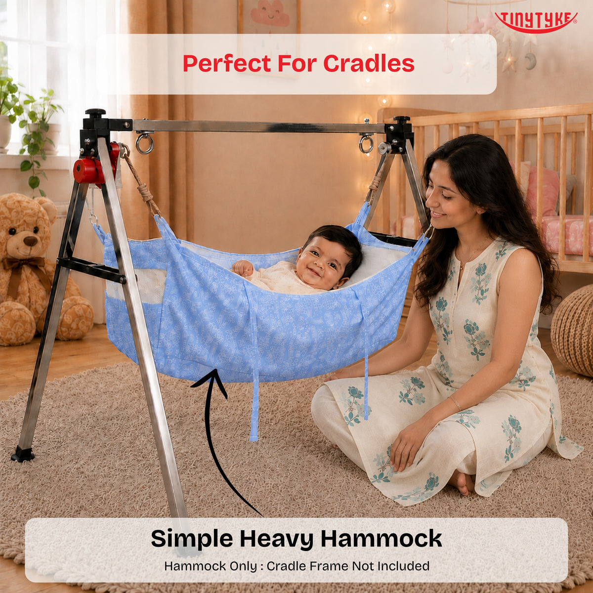TinyTyke- Simple Heavy Hammock With Mosquito Net | Thin Padding