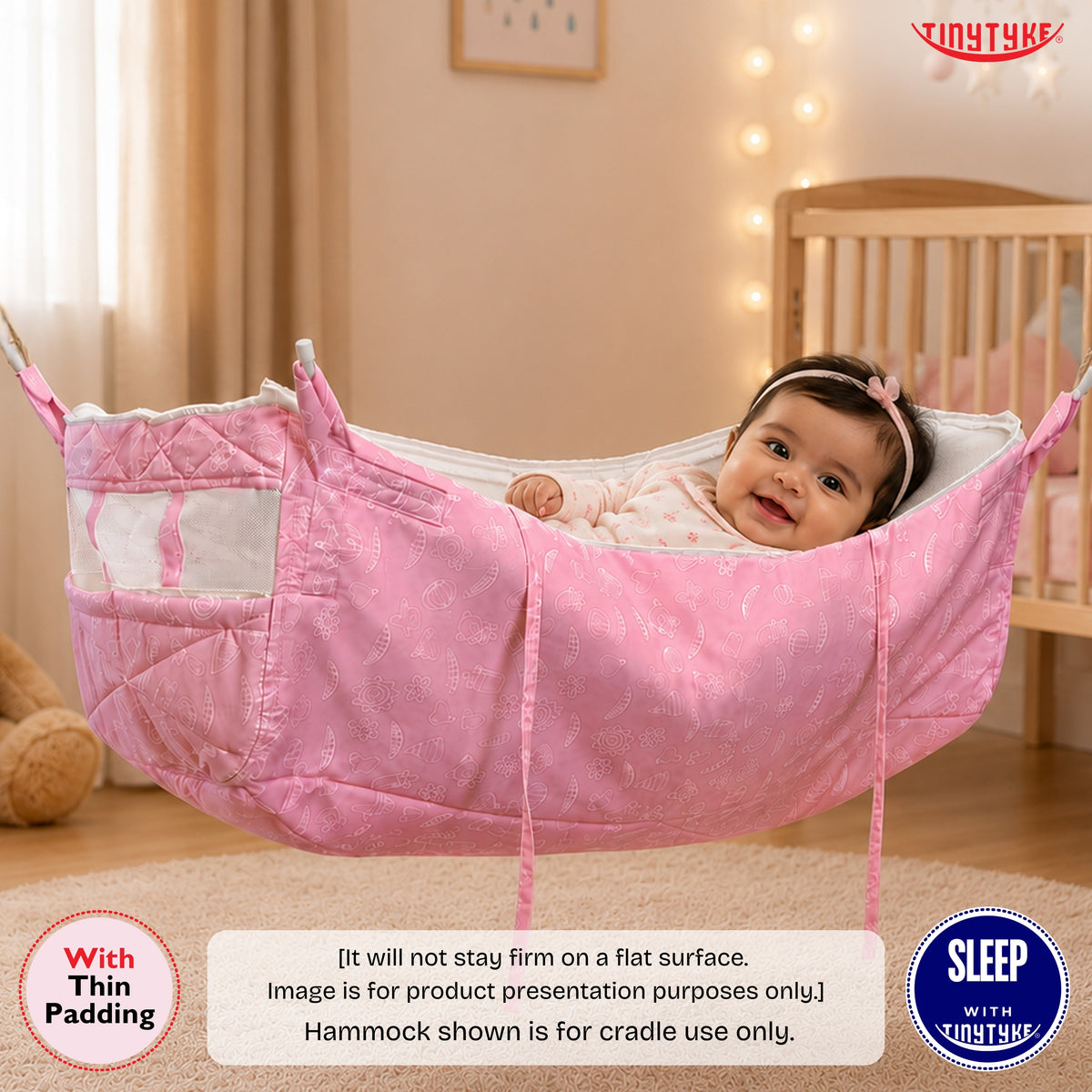 TinyTyke- Simple Heavy Hammock With Mosquito Net | Thin Padding
