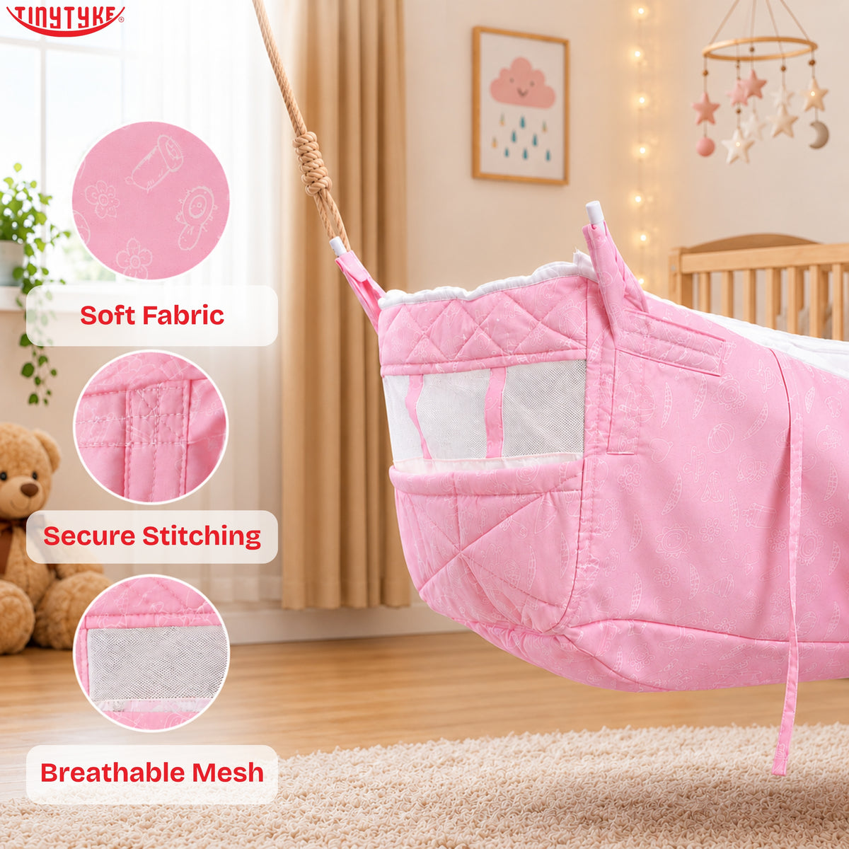 TinyTyke- Simple Heavy Hammock With Mosquito Net | Thin Padding