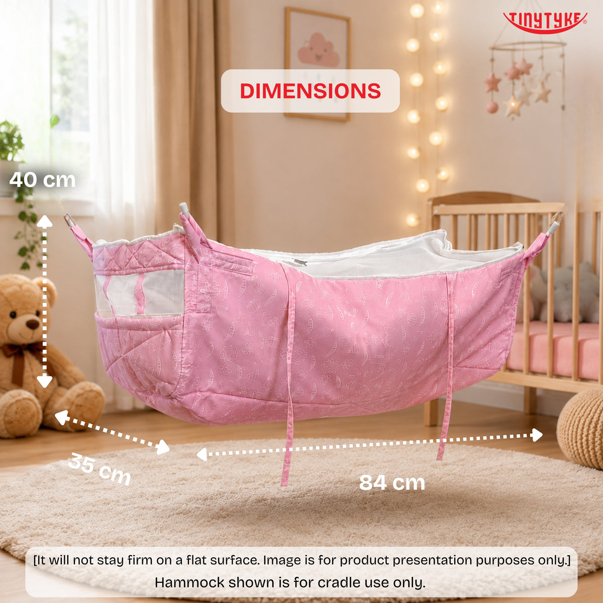 TinyTyke- Simple Heavy Hammock With Mosquito Net | Thin Padding