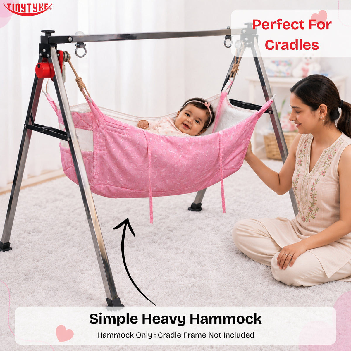 TinyTyke- Simple Heavy Hammock With Mosquito Net | Thin Padding