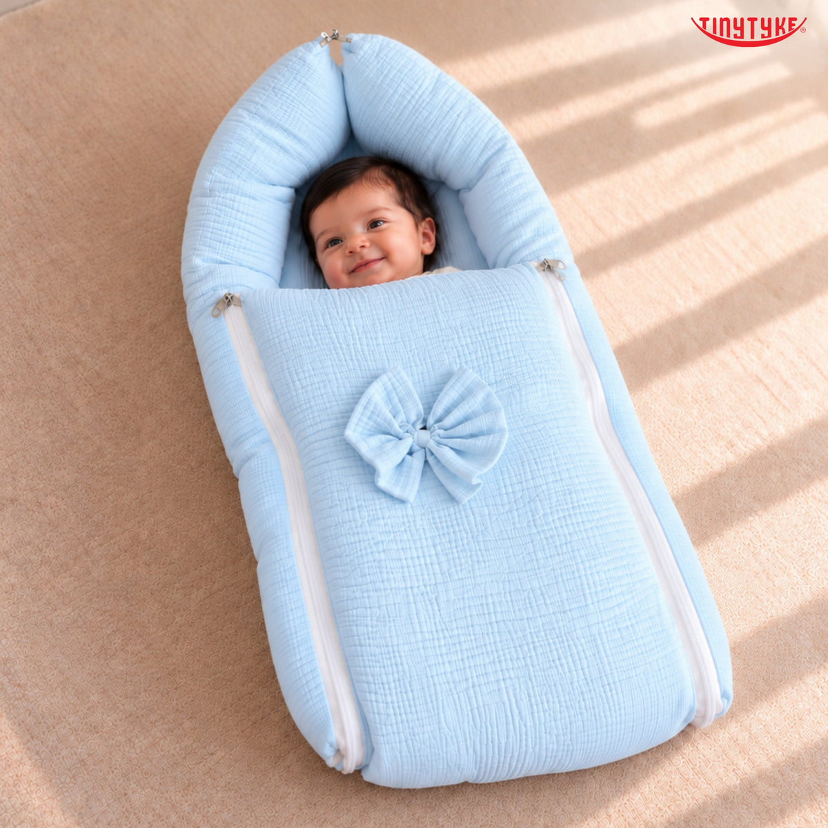 TinyTyke- Premium Crinkled Muslin Baby Sleeping Bag & Baby Nest