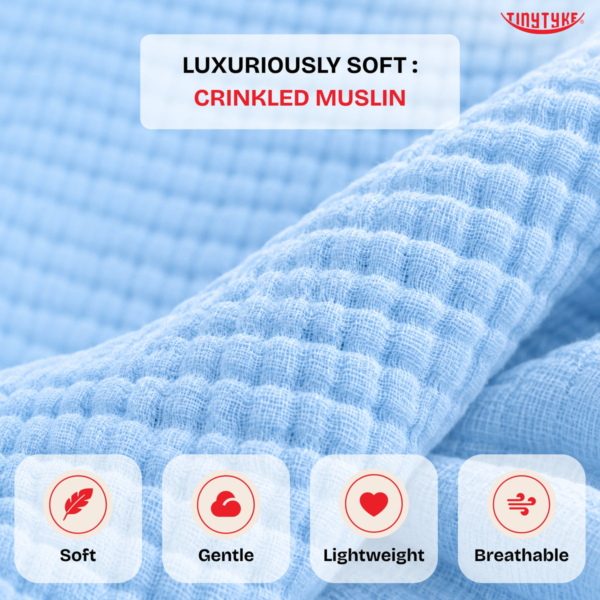 TinyTyke- Premium Crinkled Muslin Baby Sleeping Bag & Baby Nest
