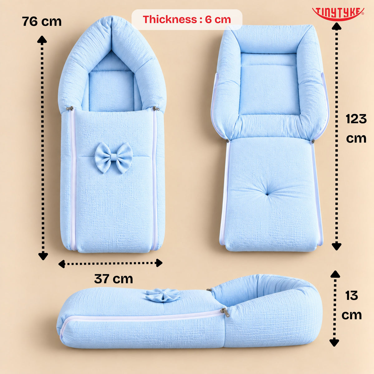 TinyTyke- Premium Crinkled Muslin Baby Sleeping Bag & Baby Nest