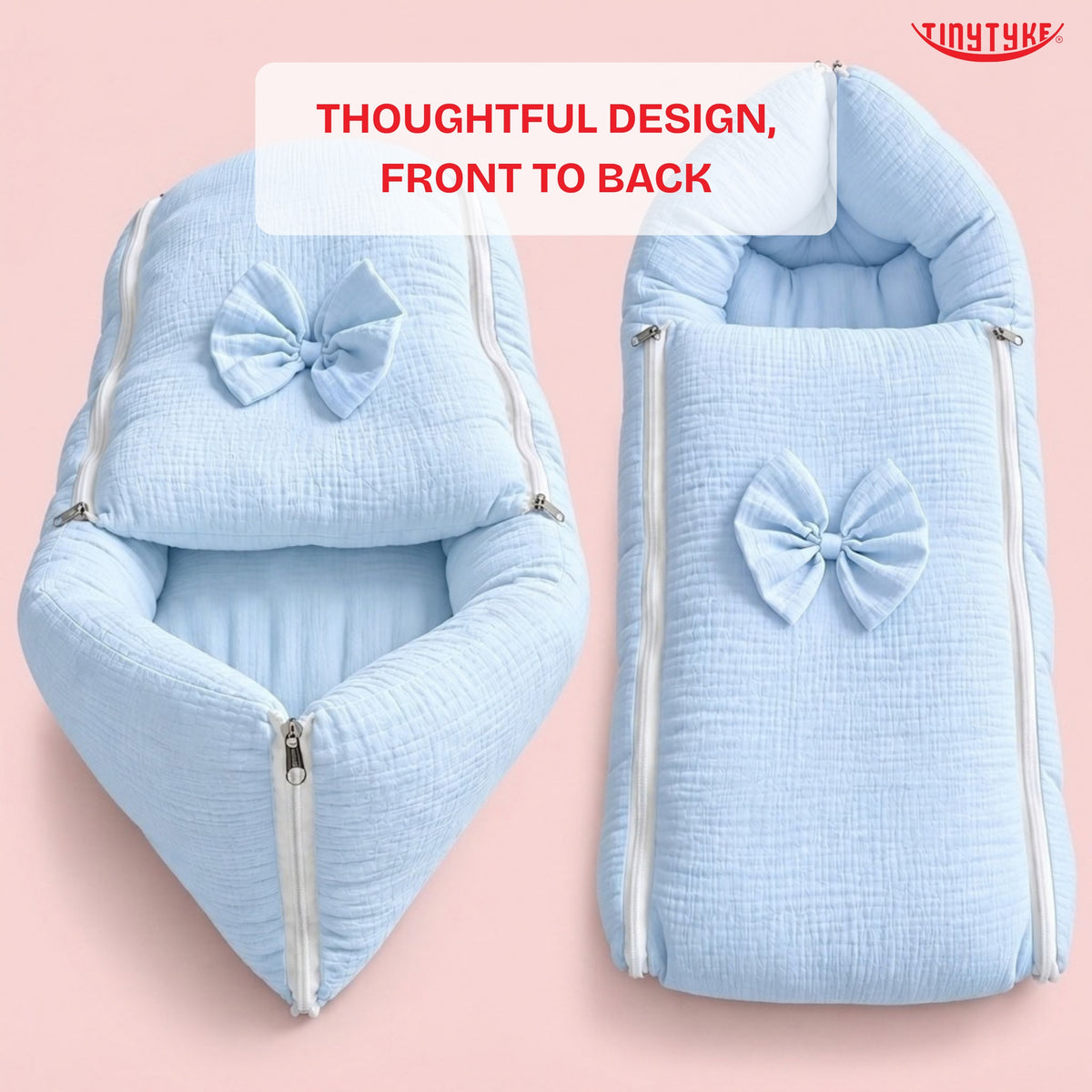 TinyTyke- Premium Crinkled Muslin Baby Sleeping Bag & Baby Nest