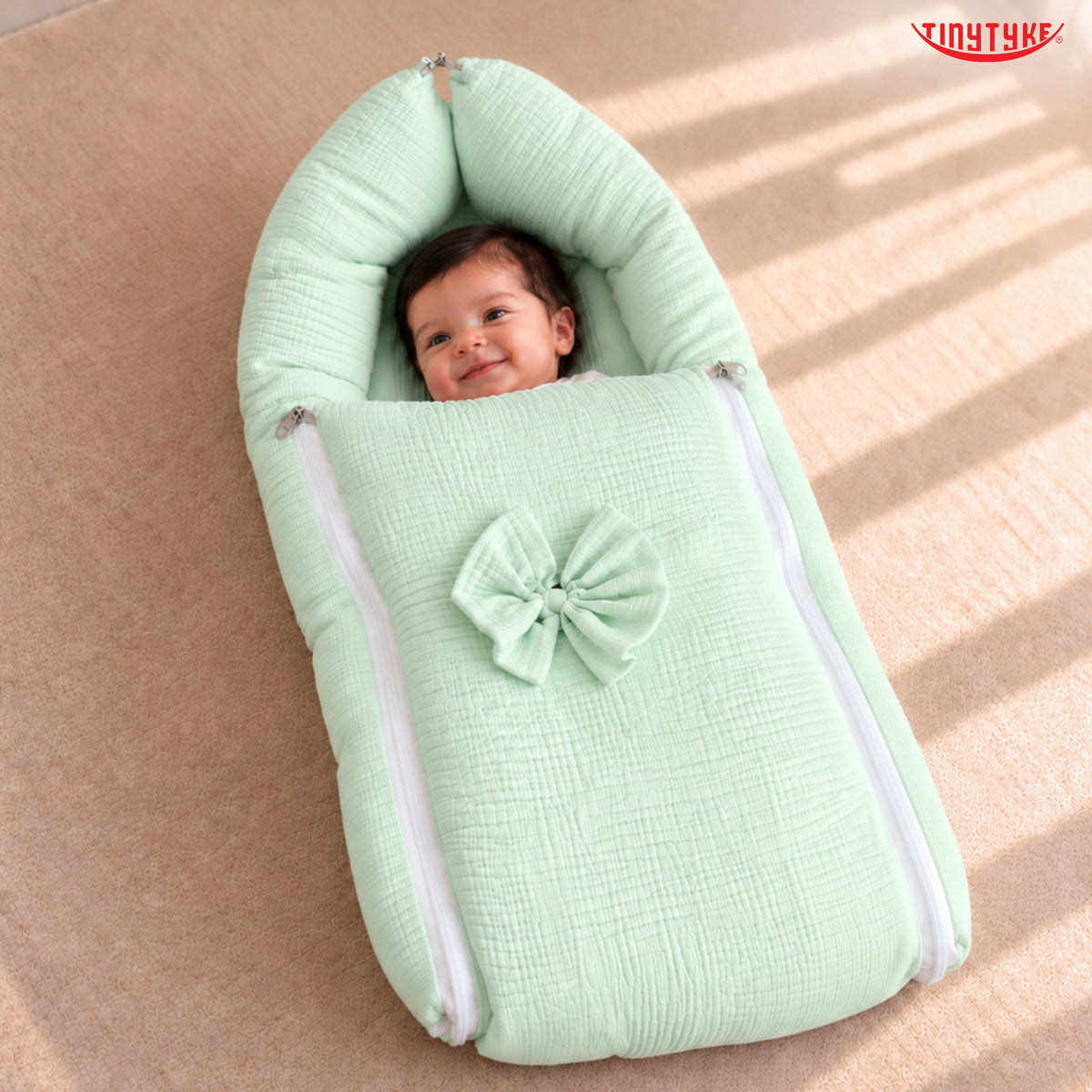 TinyTyke- Premium Crinkled Muslin Baby Sleeping Bag & Baby Nest