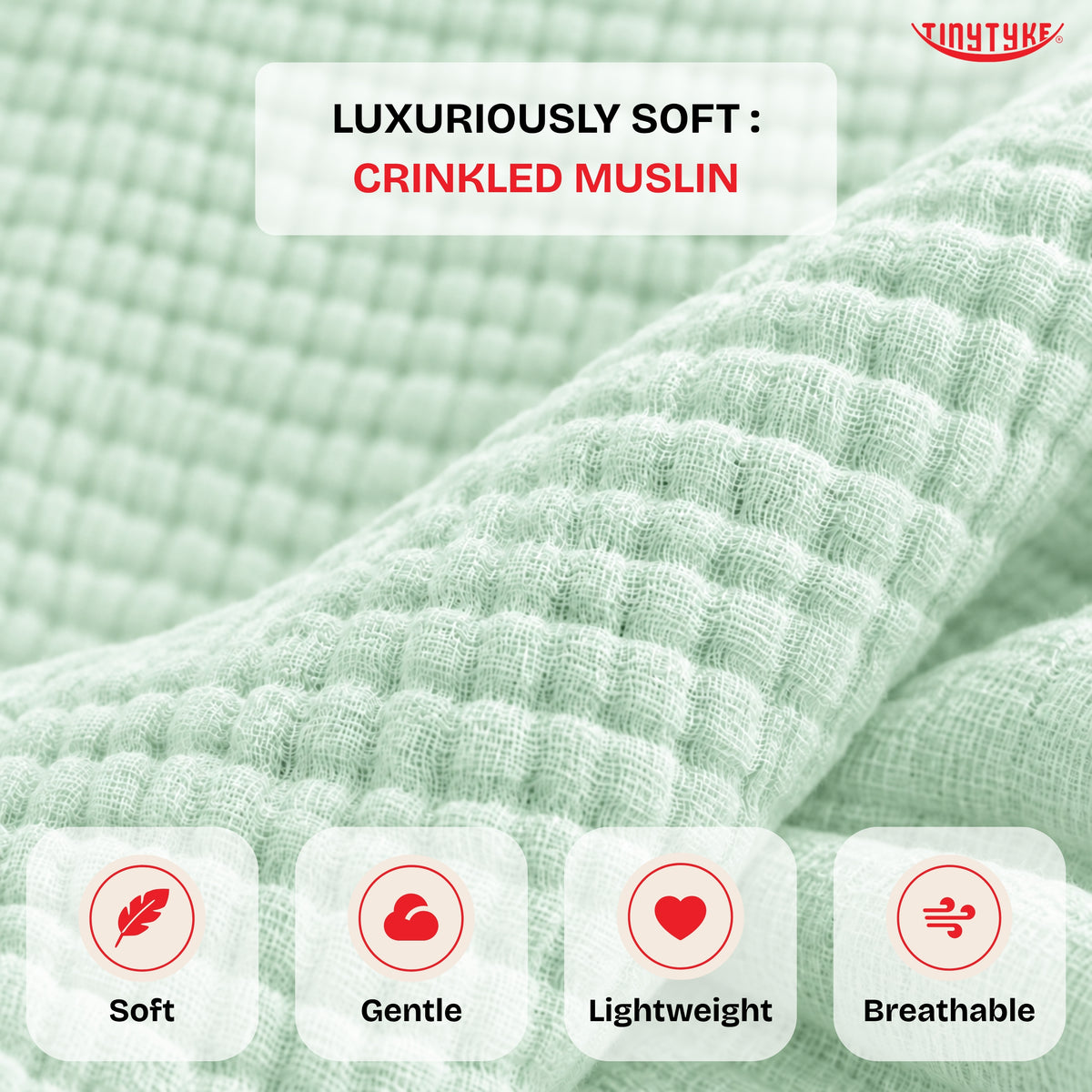 TinyTyke- Premium Crinkled Muslin Baby Sleeping Bag & Baby Nest