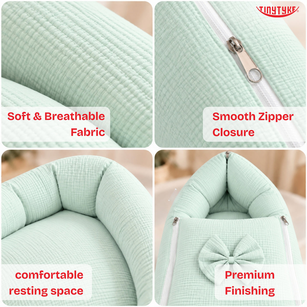 TinyTyke- Premium Crinkled Muslin Baby Sleeping Bag & Baby Nest