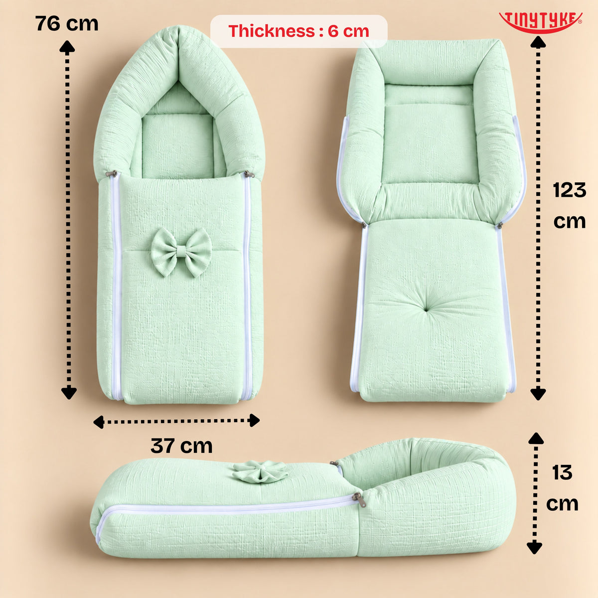 TinyTyke- Premium Crinkled Muslin Baby Sleeping Bag & Baby Nest