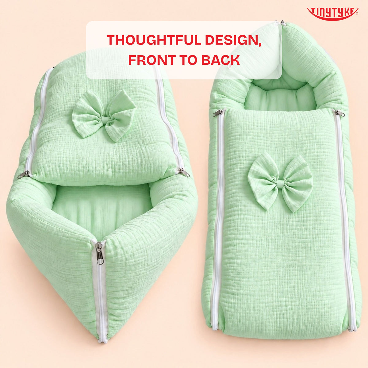 TinyTyke- Premium Crinkled Muslin Baby Sleeping Bag & Baby Nest