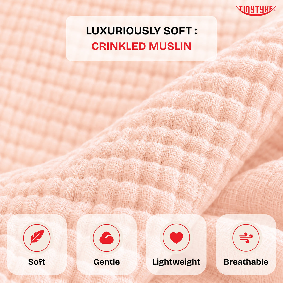 TinyTyke- Premium Crinkled Muslin Baby Sleeping Bag & Baby Nest