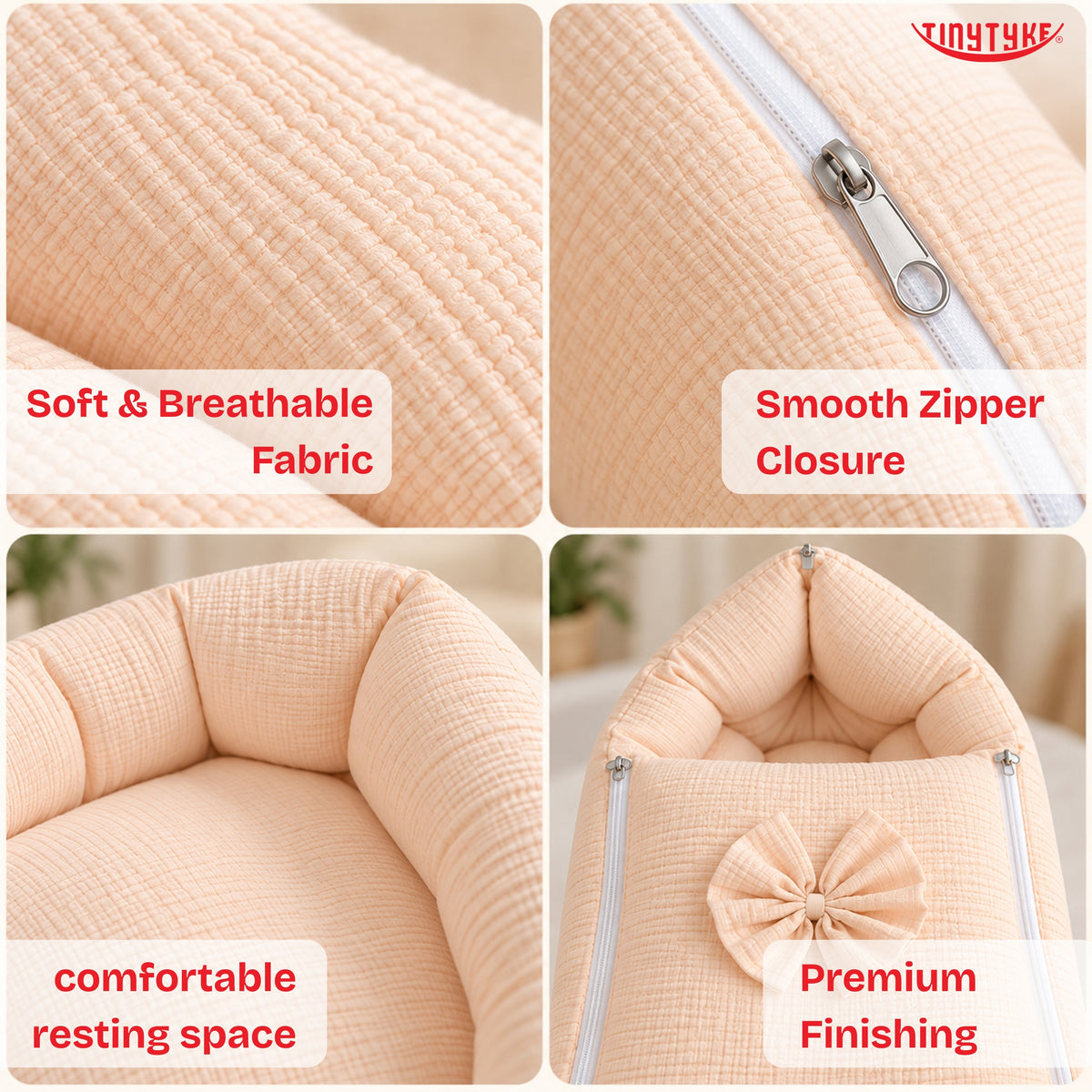 TinyTyke- Premium Crinkled Muslin Baby Sleeping Bag & Baby Nest