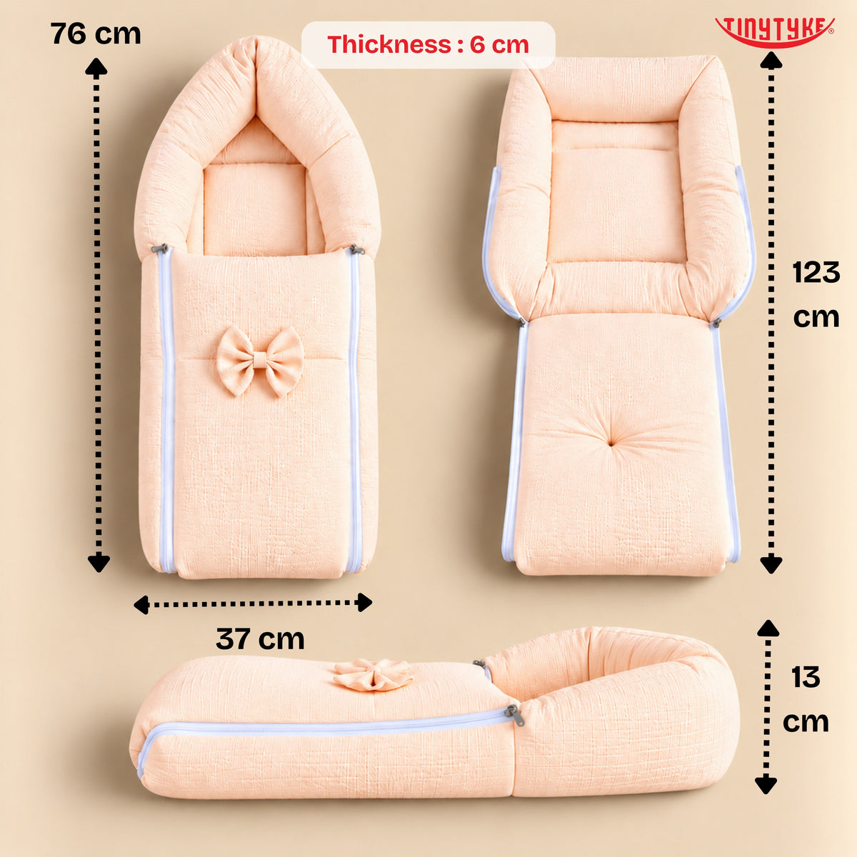 TinyTyke- Premium Crinkled Muslin Baby Sleeping Bag & Baby Nest