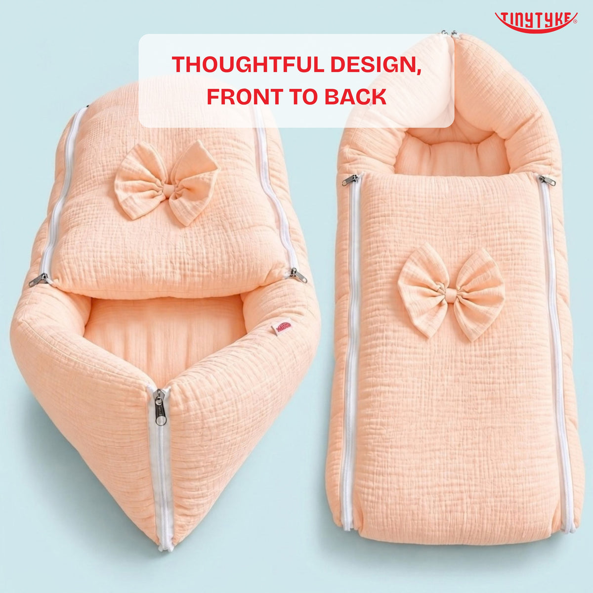 TinyTyke- Premium Crinkled Muslin Baby Sleeping Bag & Baby Nest