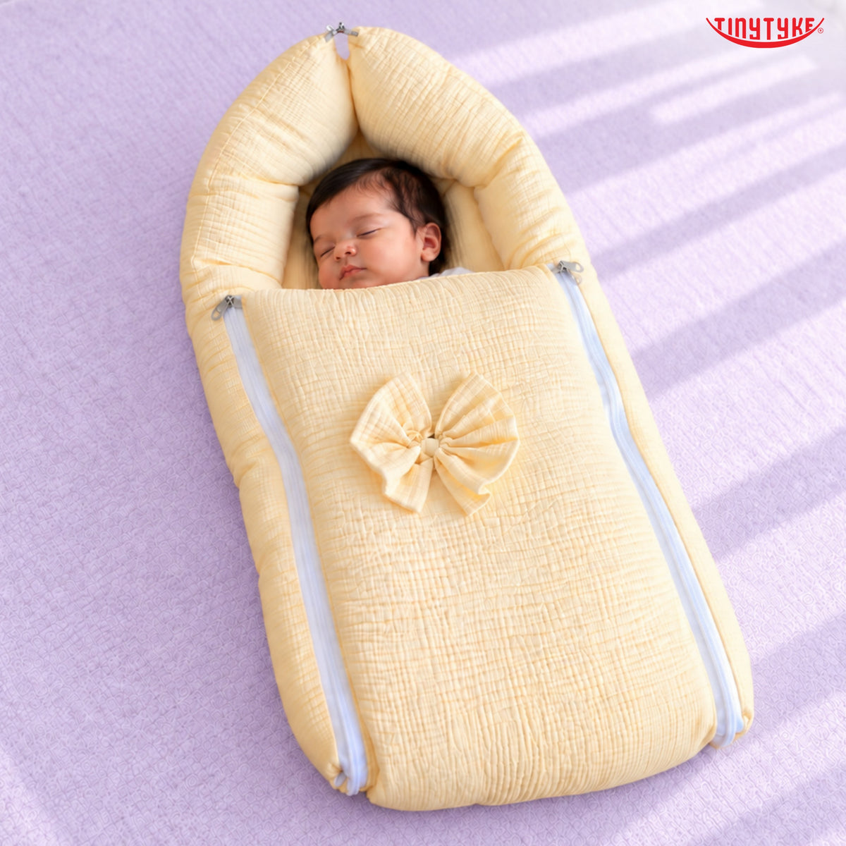 TinyTyke- Premium Crinkled Muslin Baby Sleeping Bag & Baby Nest
