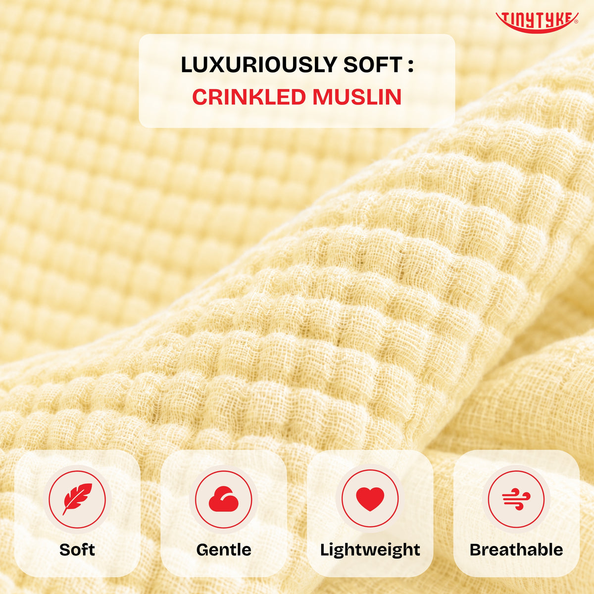 TinyTyke- Premium Crinkled Muslin Baby Sleeping Bag & Baby Nest