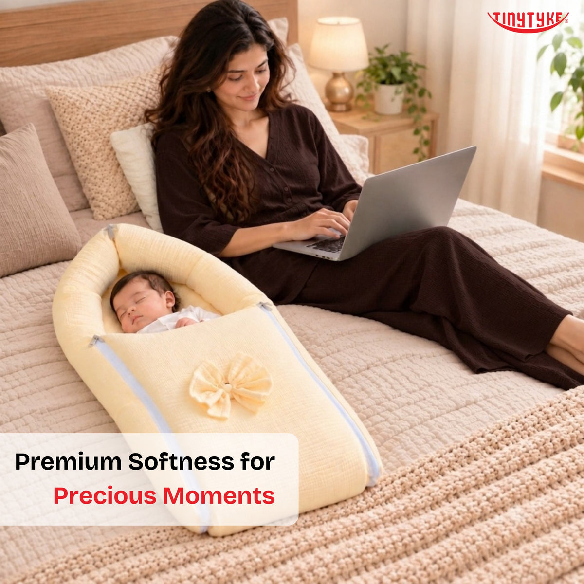 TinyTyke- Premium Crinkled Muslin Baby Sleeping Bag & Baby Nest