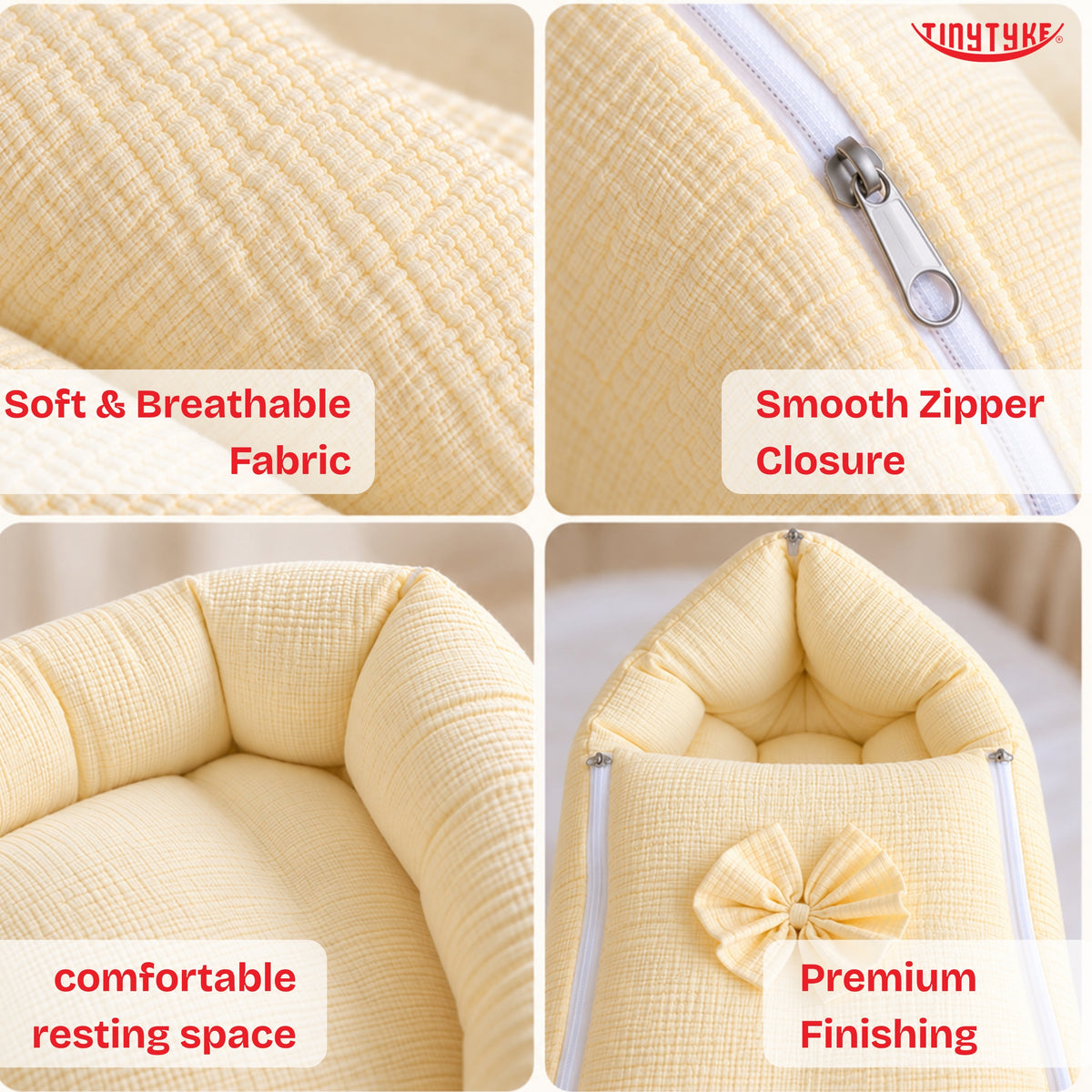 TinyTyke- Premium Crinkled Muslin Baby Sleeping Bag & Baby Nest