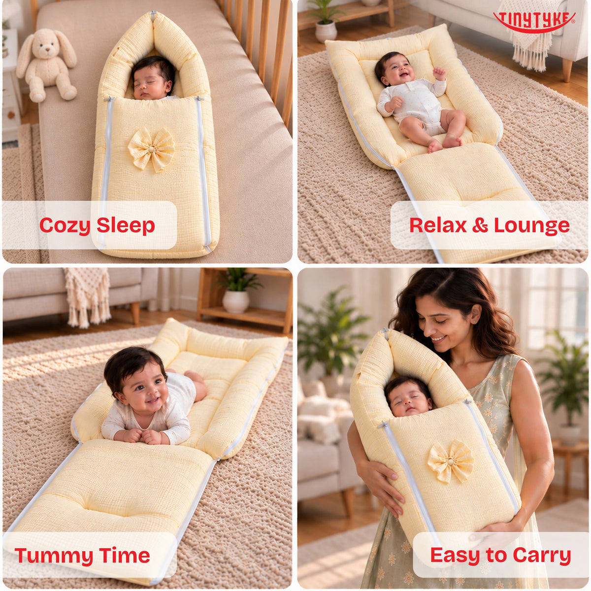 TinyTyke- Premium Crinkled Muslin Baby Sleeping Bag & Baby Nest