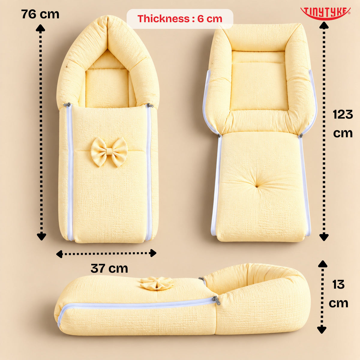 TinyTyke- Premium Crinkled Muslin Baby Sleeping Bag & Baby Nest