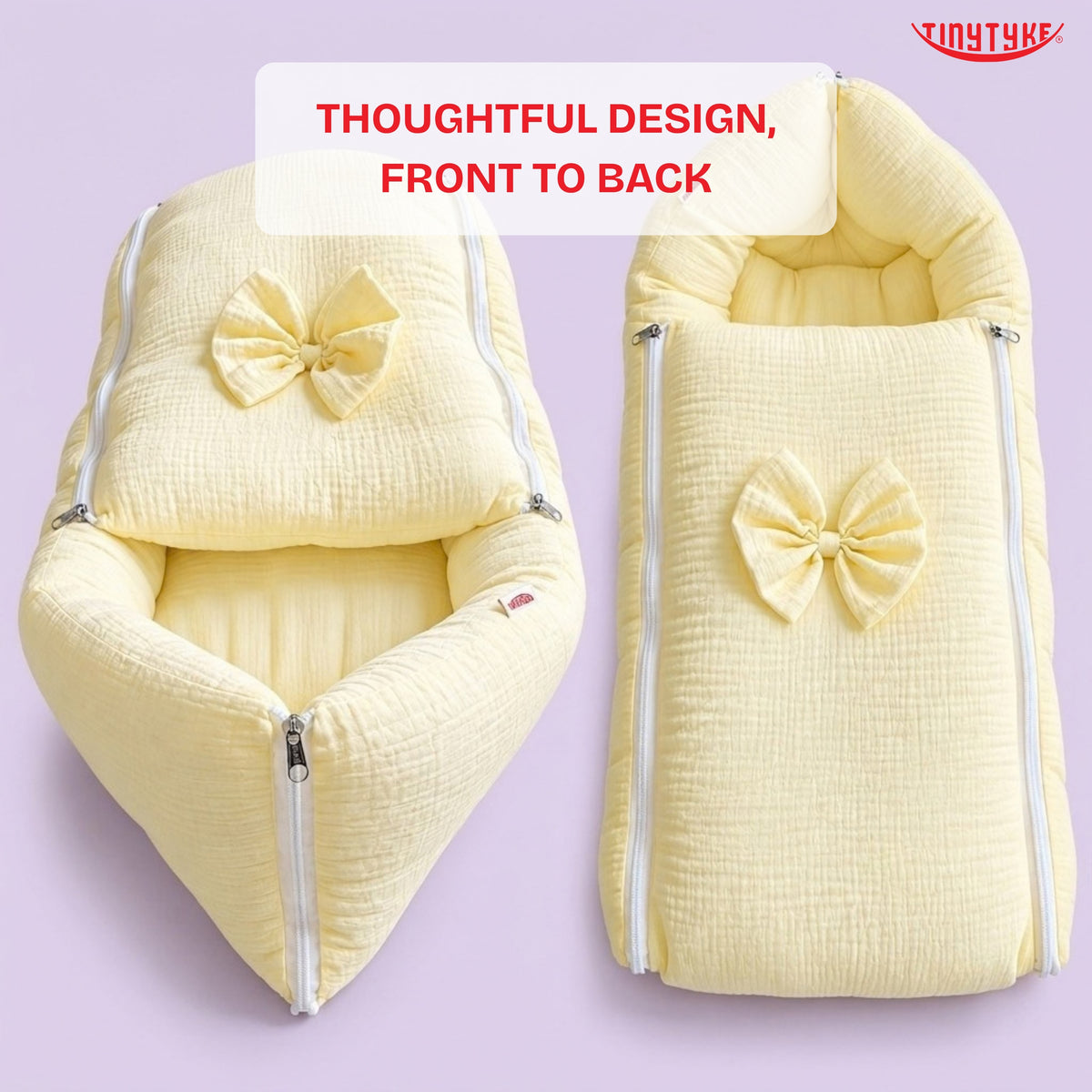 TinyTyke- Premium Crinkled Muslin Baby Sleeping Bag & Baby Nest