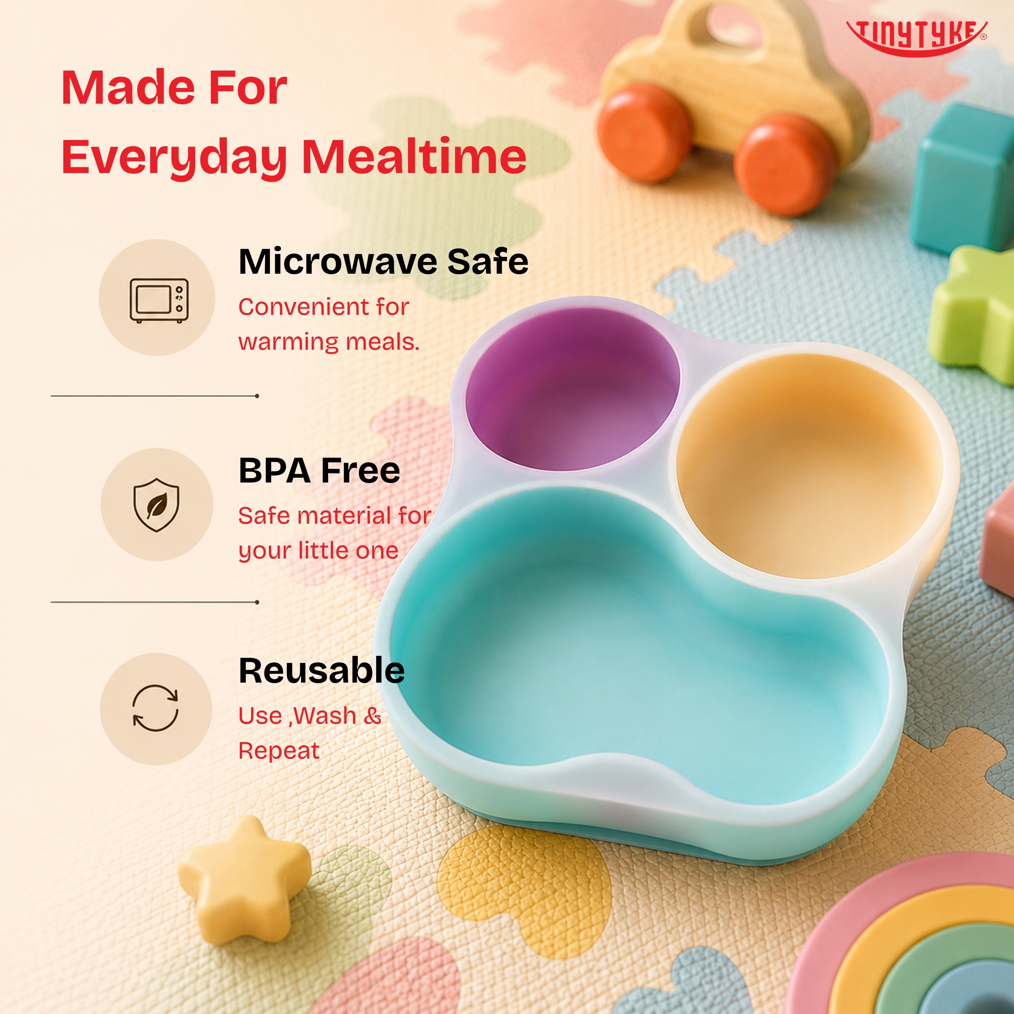 TinyTyke- Premium Silicone Baby Feeding Plate