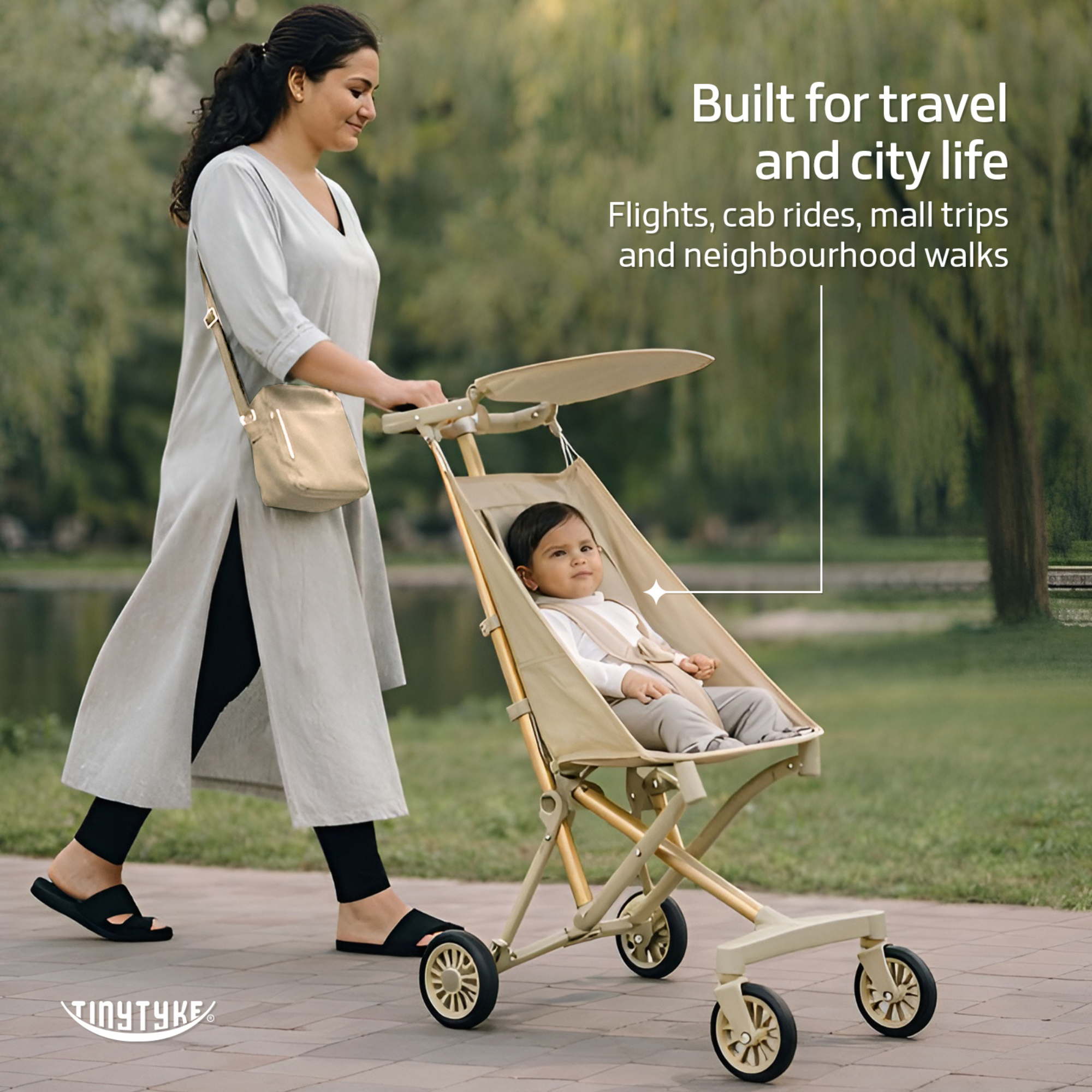 TinyTyke Urban Glide (T3) Lightweight Travel Stroller for Baby | Ultra-Light 4.3 kg Cabin-Friendly Compact Fold Stroller (6-40 Months)