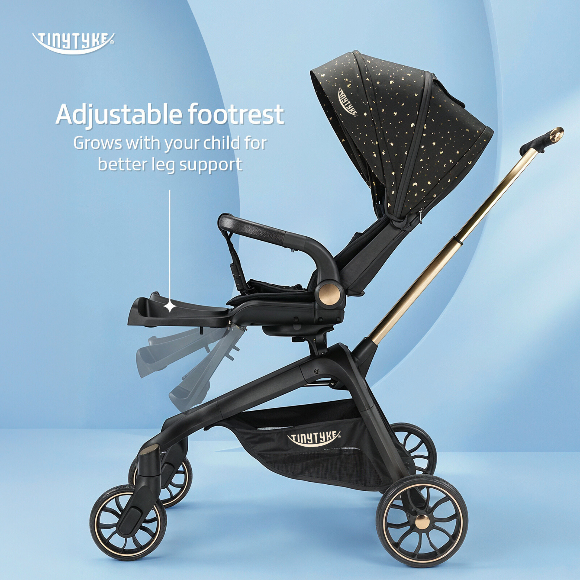 TinyTyke Urban Glide (T6) Luxury Stroller with Parent-Facing and Forward-Facing Reversible Seat | Newborn Ready with 3-Position Recline and One-touch Fold (0-40 Months)