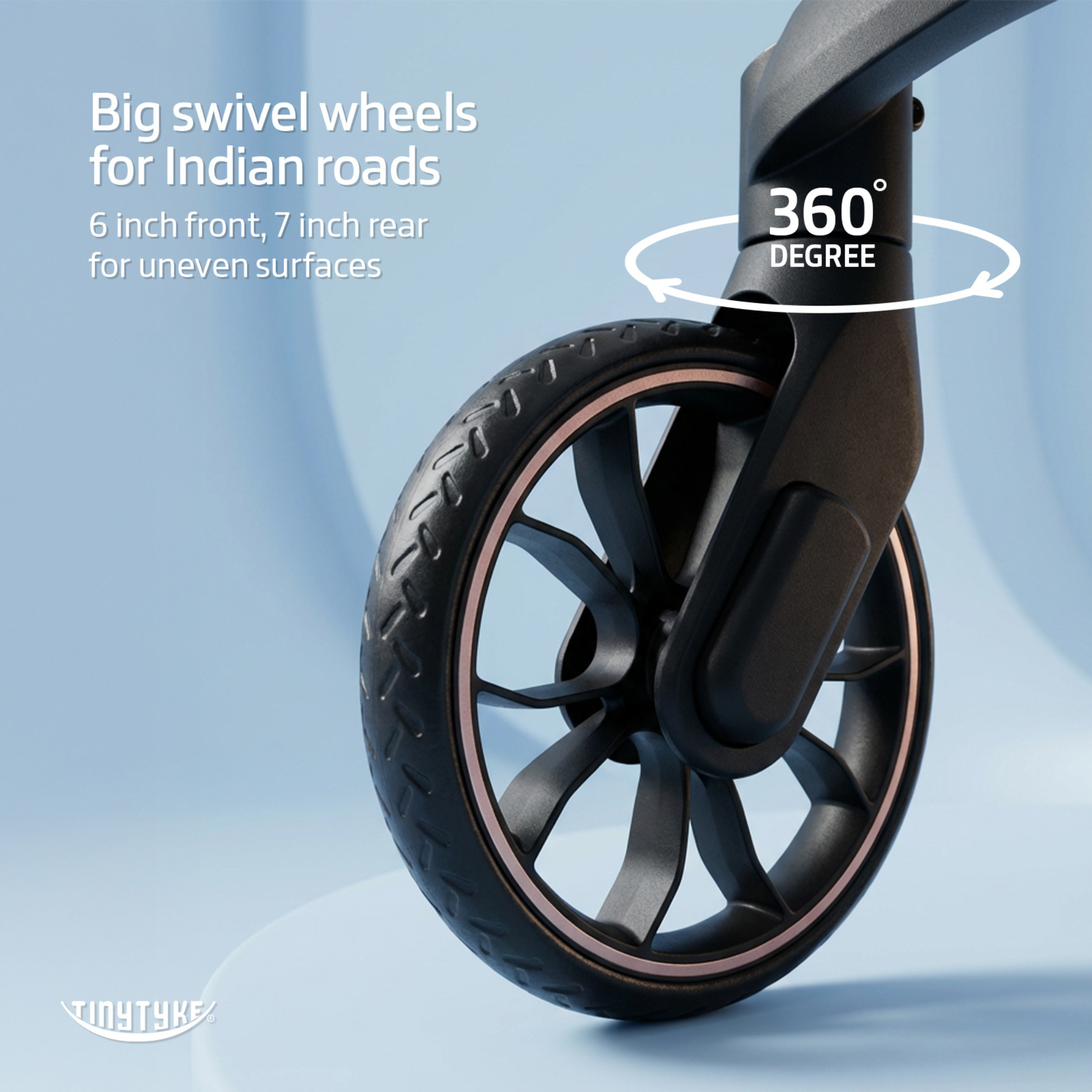 TinyTyke Urban Glide (T6) Luxury Stroller with Parent-Facing and Forward-Facing Reversible Seat | Newborn Ready with 3-Position Recline and One-touch Fold (0-40 Months)