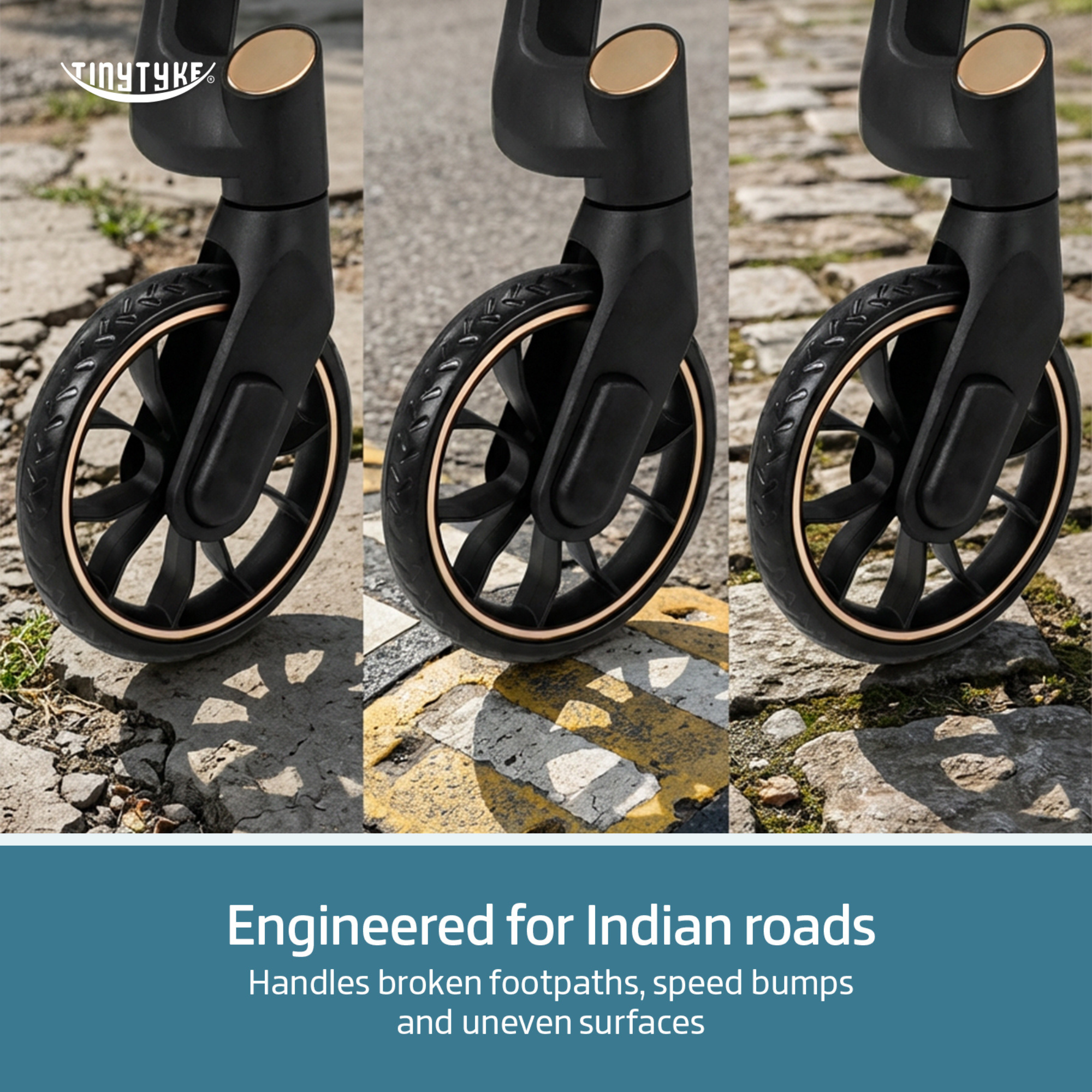 TinyTyke Urban Glide (T6) Luxury Stroller with Parent-Facing and Forward-Facing Reversible Seat | Newborn Ready with 3-Position Recline and One-touch Fold (0-40 Months)