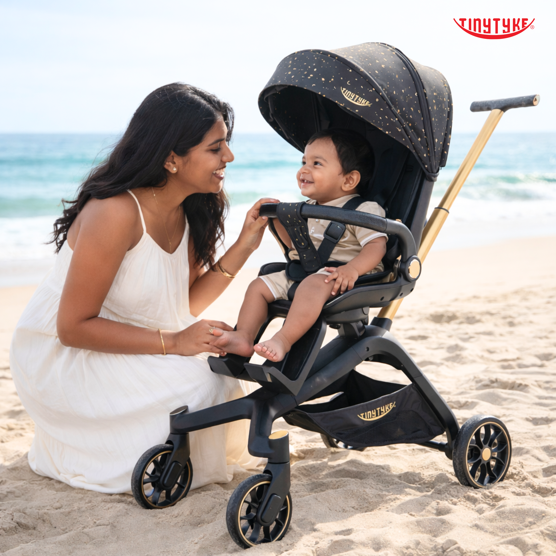 TinyTyke Urban Glide (T6) Luxury Stroller with Parent-Facing and Forward-Facing Reversible Seat | Newborn Ready with 3-Position Recline and One-touch Fold (0-40 Months)