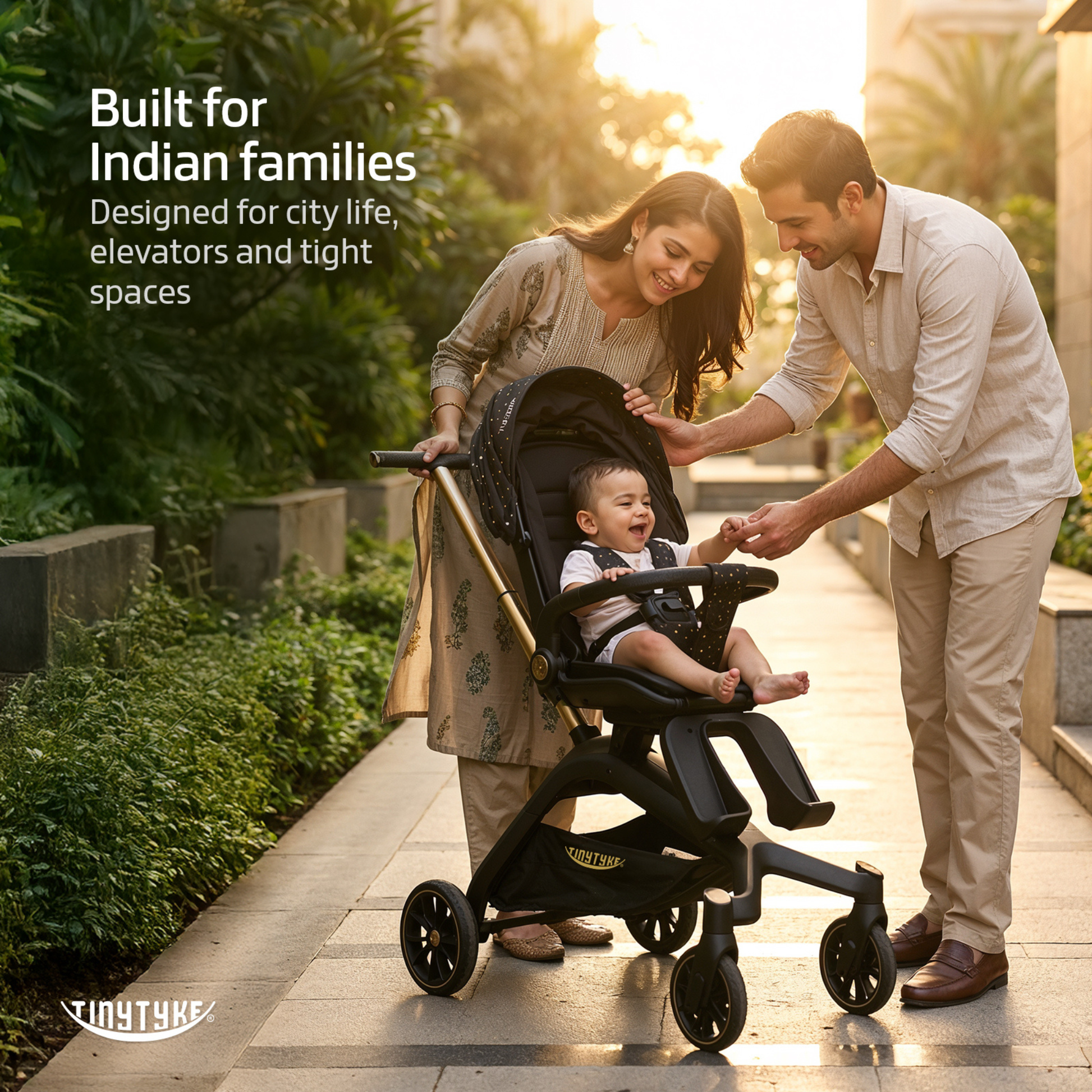 TinyTyke Urban Glide (T6) Luxury Stroller with Parent-Facing and Forward-Facing Reversible Seat | Newborn Ready with 3-Position Recline and One-touch Fold (0-40 Months)