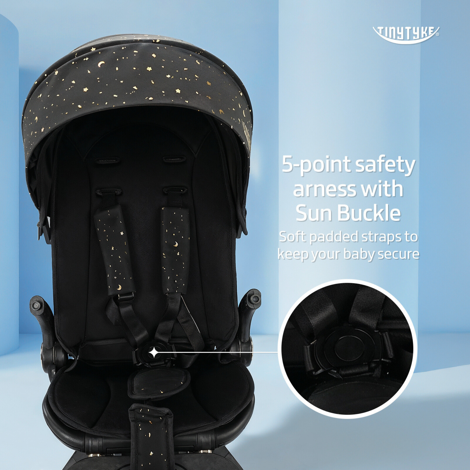 TinyTyke Urban Glide (T6) Luxury Stroller with Parent-Facing and Forward-Facing Reversible Seat | Newborn Ready with 3-Position Recline and One-touch Fold (0-40 Months)