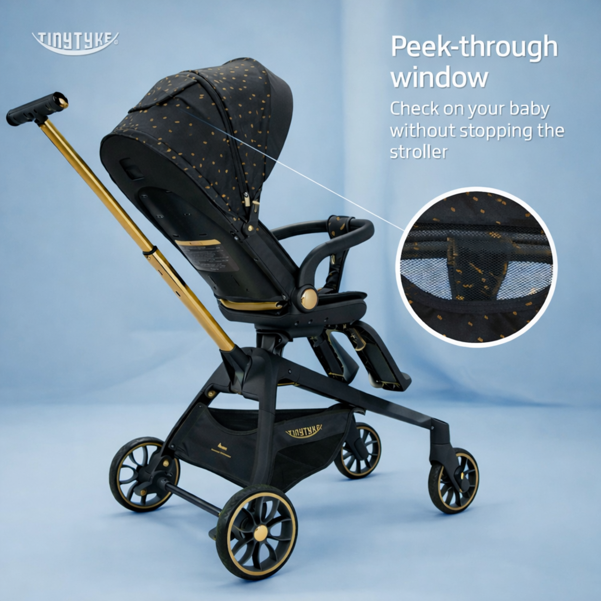 TinyTyke Urban Glide (T6) Luxury Stroller with Parent-Facing and Forward-Facing Reversible Seat | Newborn Ready with 3-Position Recline and One-touch Fold (0-40 Months)