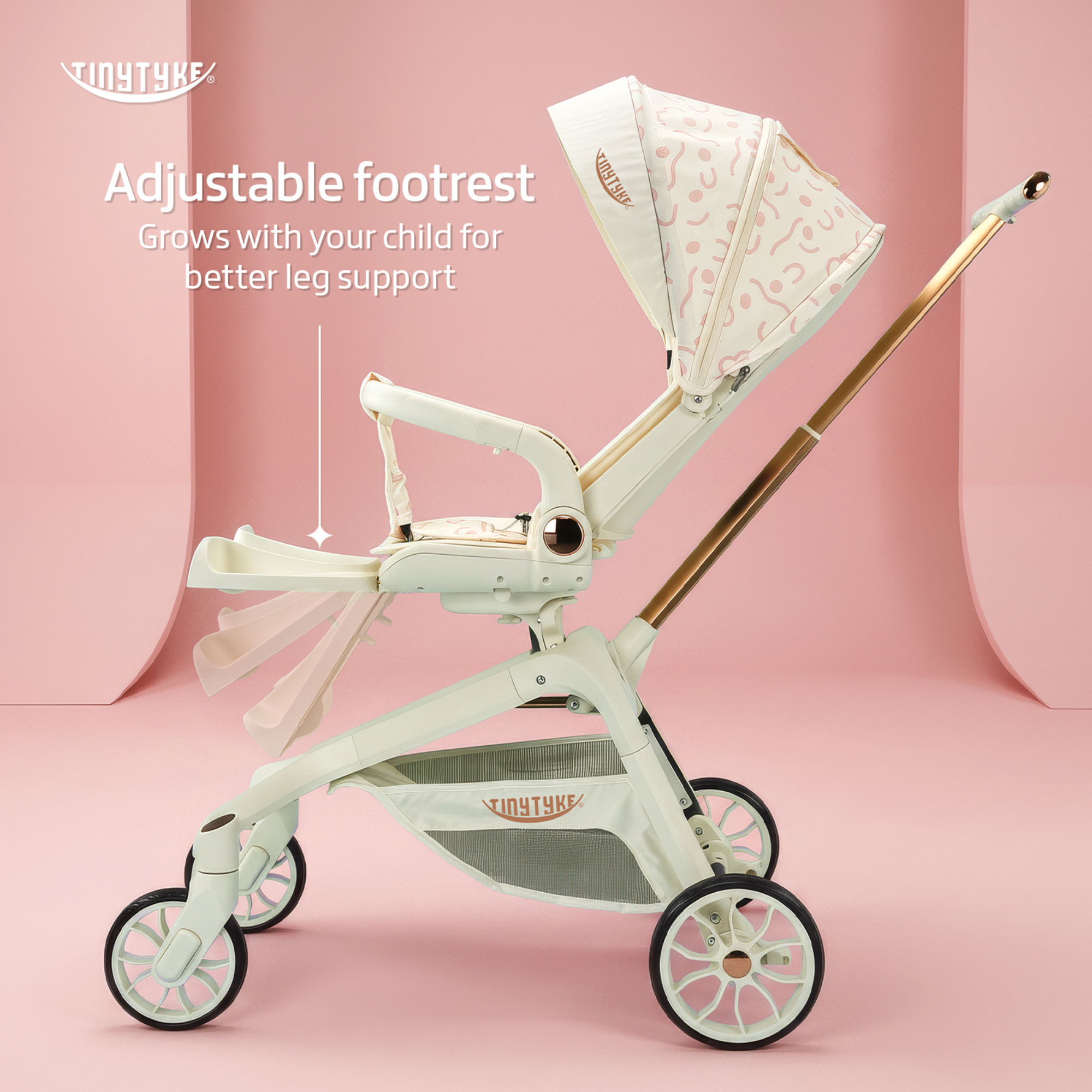 TinyTyke Urban Glide (T6) Luxury Stroller with Parent-Facing and Forward-Facing Reversible Seat | Newborn Ready with 3-Position Recline and One-touch Fold (0-40 Months)