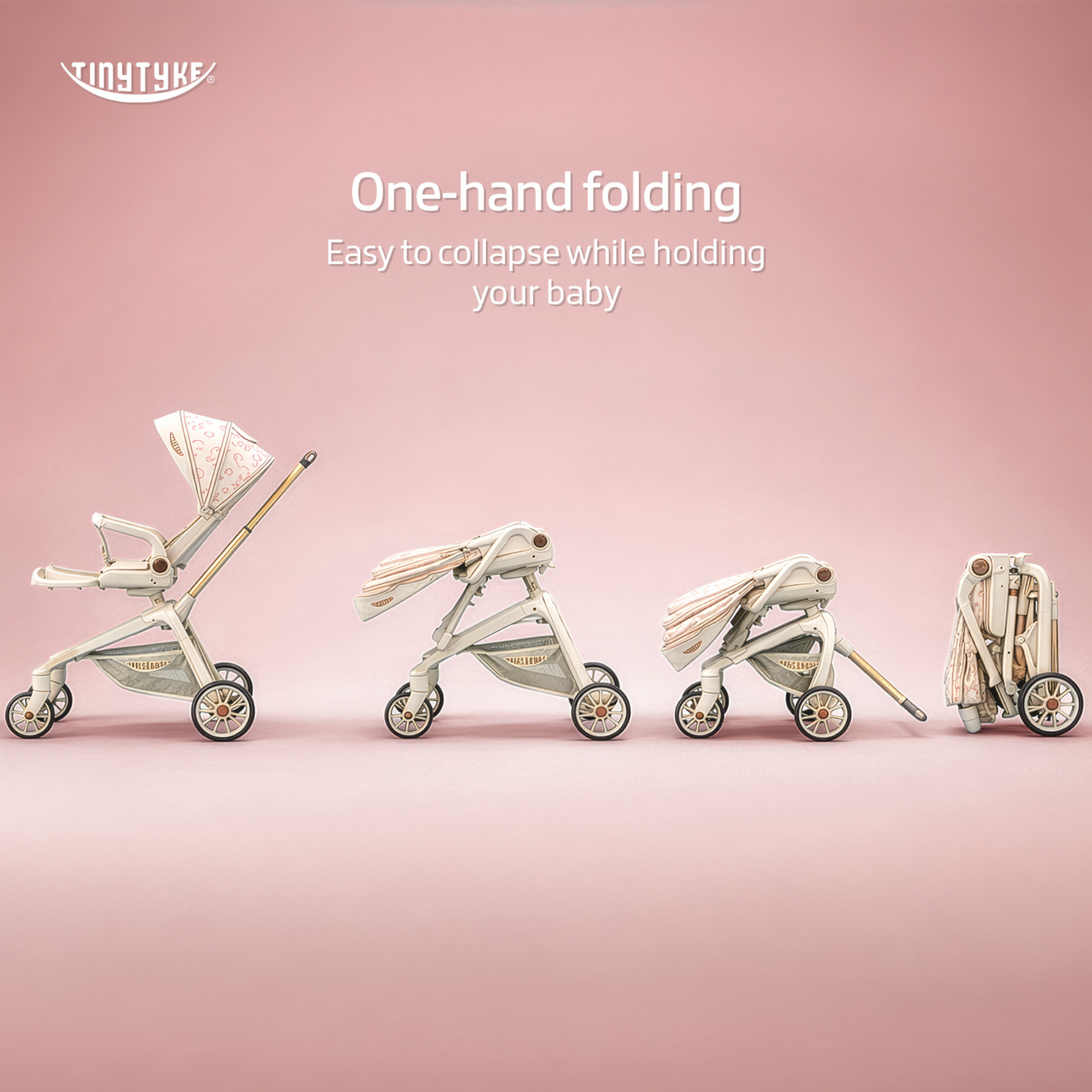 TinyTyke Urban Glide (T6) Luxury Stroller with Parent-Facing and Forward-Facing Reversible Seat | Newborn Ready with 3-Position Recline and One-touch Fold (0-40 Months)