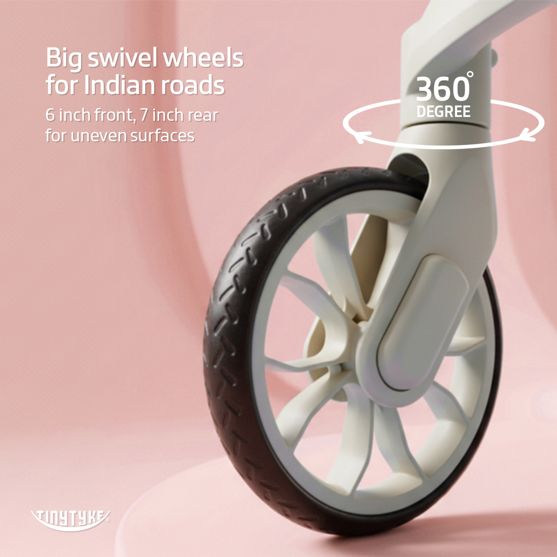 TinyTyke Urban Glide (T6) Luxury Stroller with Parent-Facing and Forward-Facing Reversible Seat | Newborn Ready with 3-Position Recline and One-touch Fold (0-40 Months)