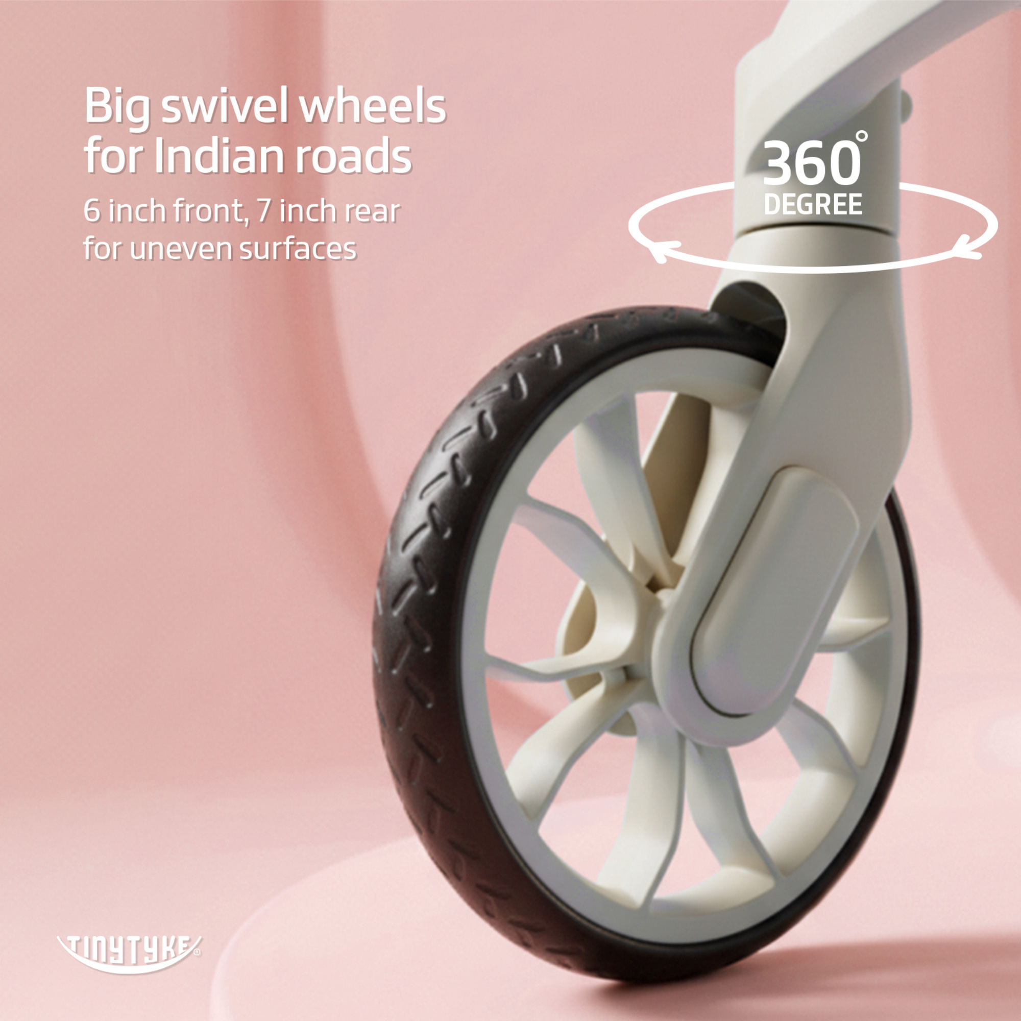 TinyTyke Urban Glide (T6) Luxury Stroller with Parent-Facing and Forward-Facing Reversible Seat | Newborn Ready with 3-Position Recline and One-touch Fold (0-40 Months)