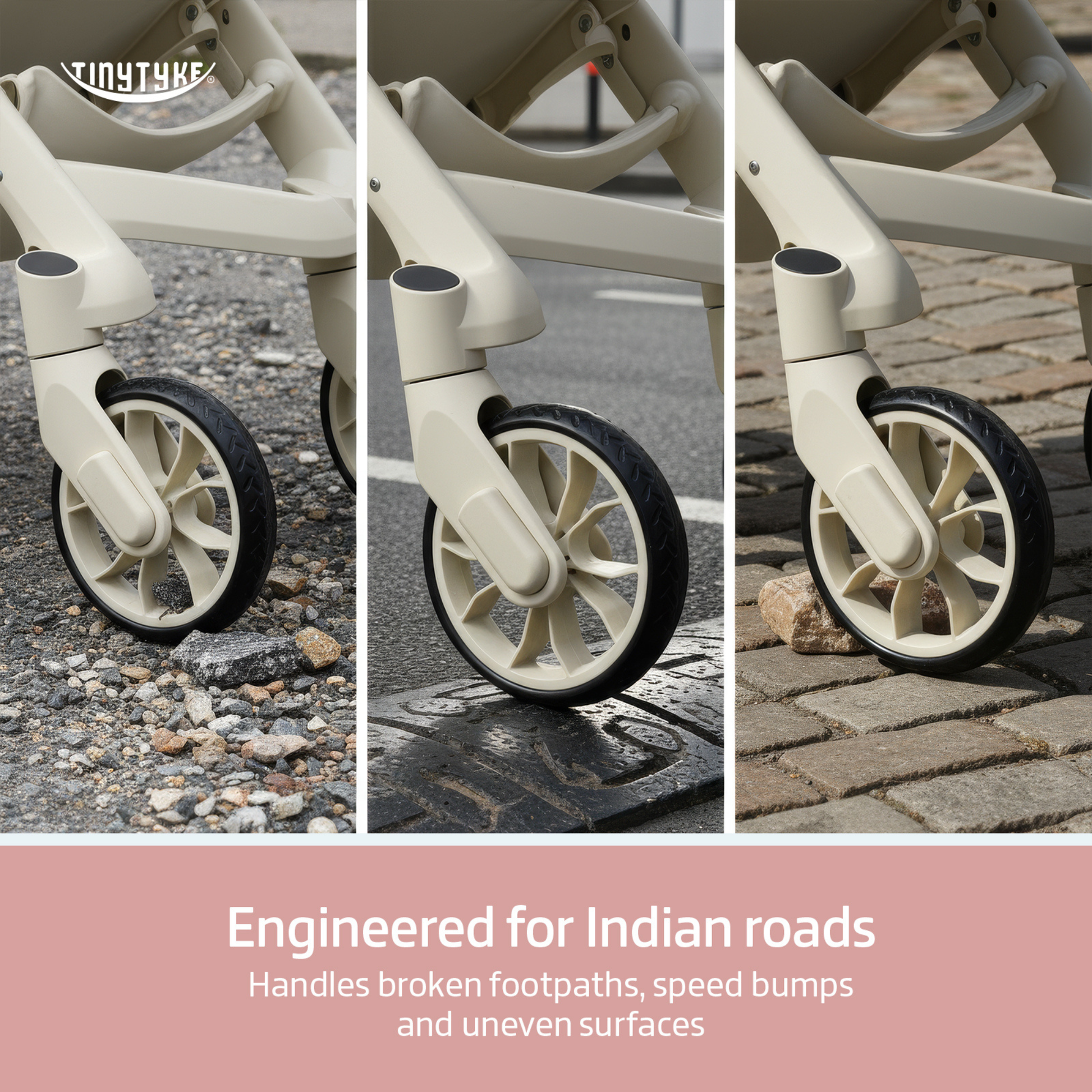 TinyTyke Urban Glide (T6) Luxury Stroller with Parent-Facing and Forward-Facing Reversible Seat | Newborn Ready with 3-Position Recline and One-touch Fold (0-40 Months)