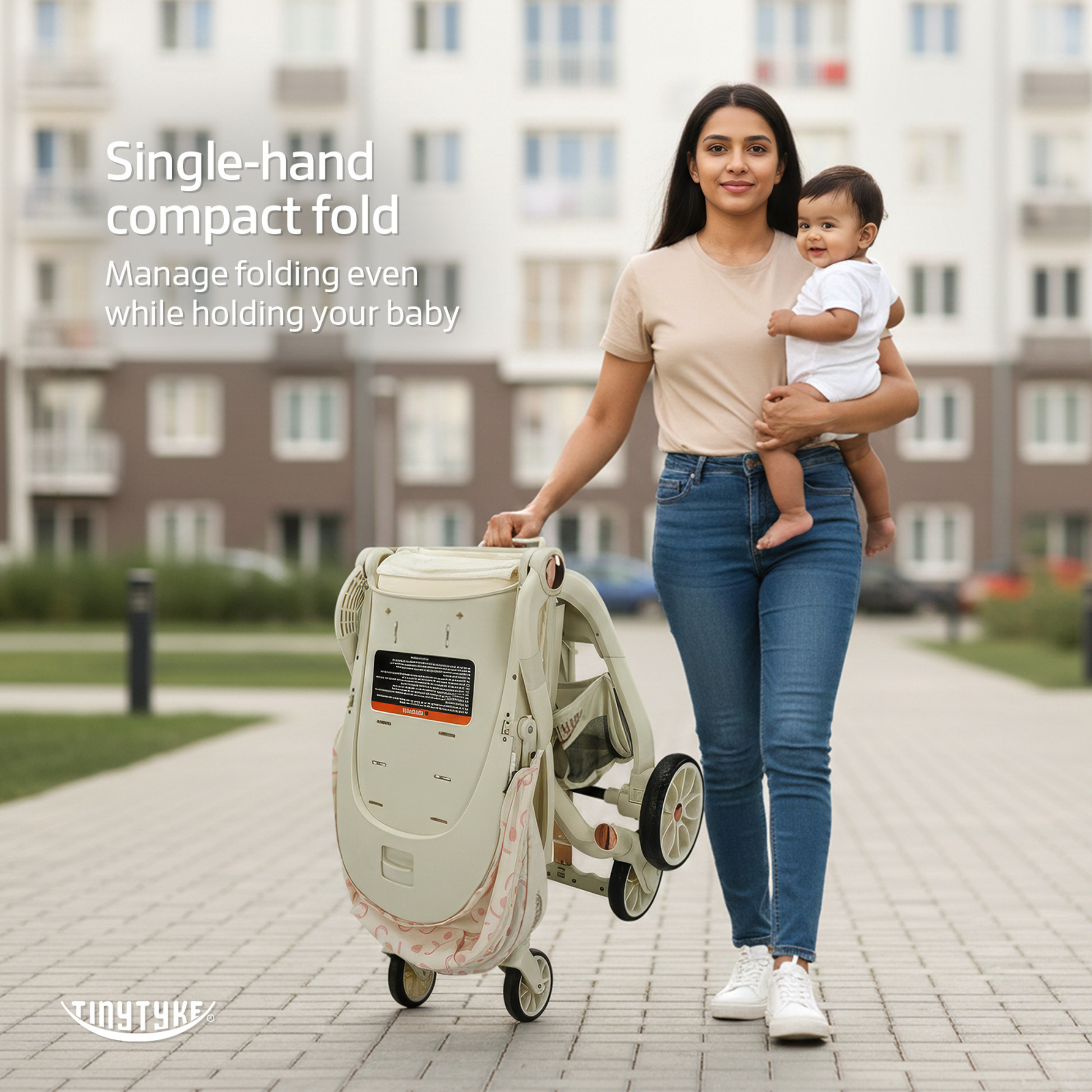 TinyTyke Urban Glide (T6) Luxury Stroller with Parent-Facing and Forward-Facing Reversible Seat | Newborn Ready with 3-Position Recline and One-touch Fold (0-40 Months)