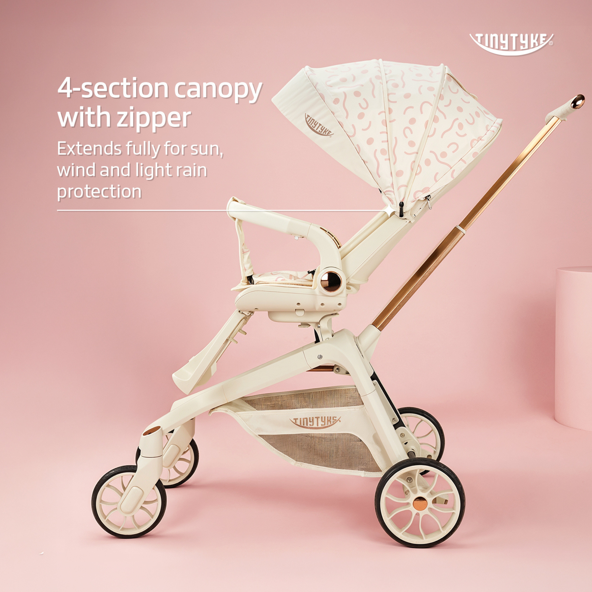 TinyTyke Urban Glide (T6) Luxury Stroller with Parent-Facing and Forward-Facing Reversible Seat | Newborn Ready with 3-Position Recline and One-touch Fold (0-40 Months)