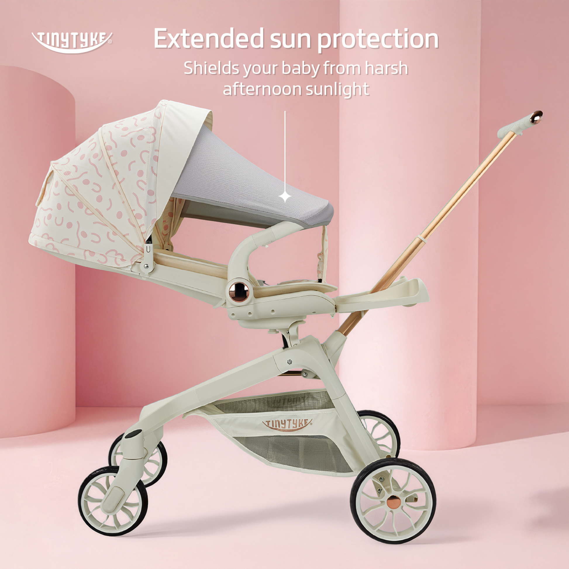 TinyTyke Urban Glide (T6) Luxury Stroller with Parent-Facing and Forward-Facing Reversible Seat | Newborn Ready with 3-Position Recline and One-touch Fold (0-40 Months)