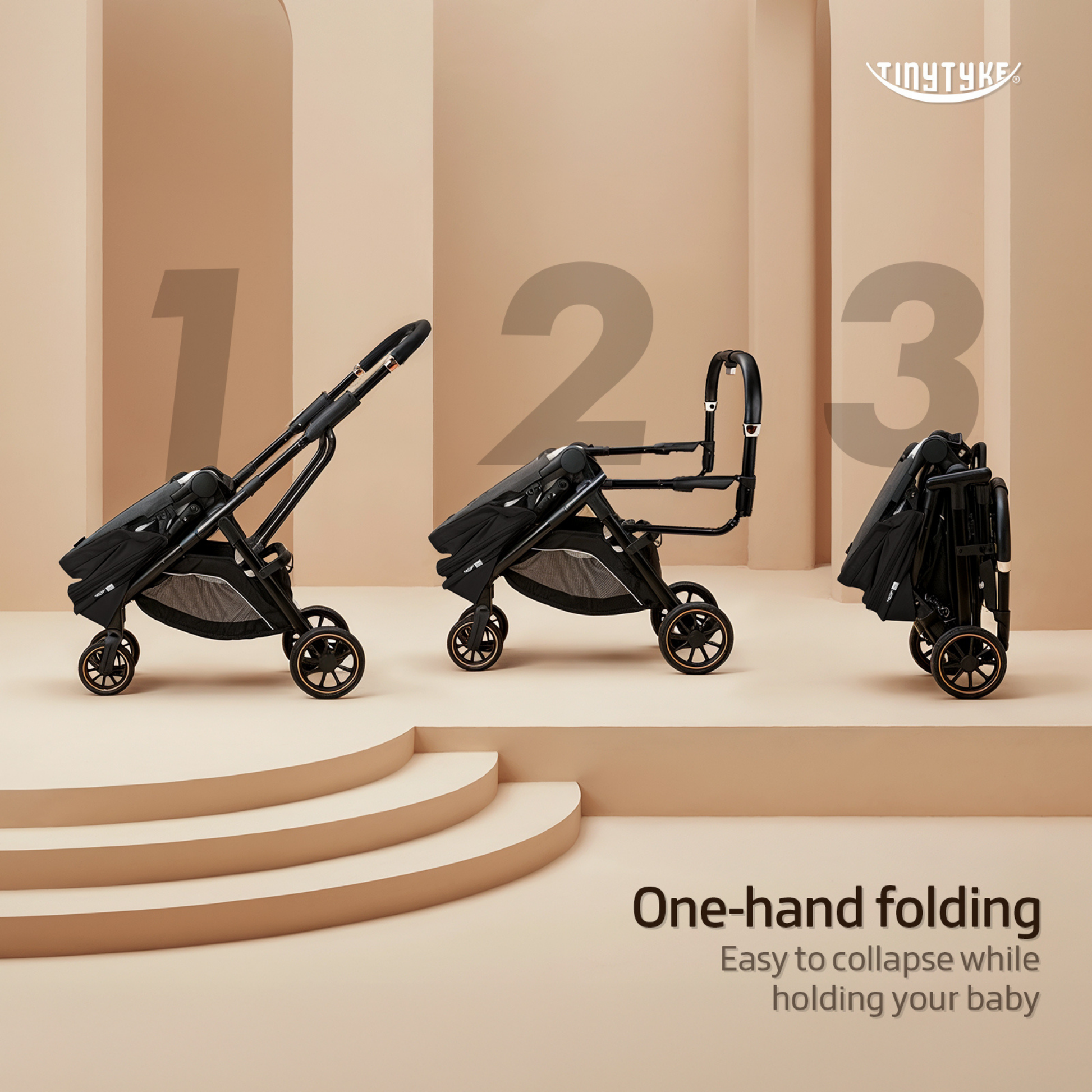 TinyTyke Urban Glide (T7) Two Essentials, One Purchase | Travel System Stroller with Car Seat (Optional) & Reversible Seating | 3-Position Recline and One-touch Fold (0-40 Months)