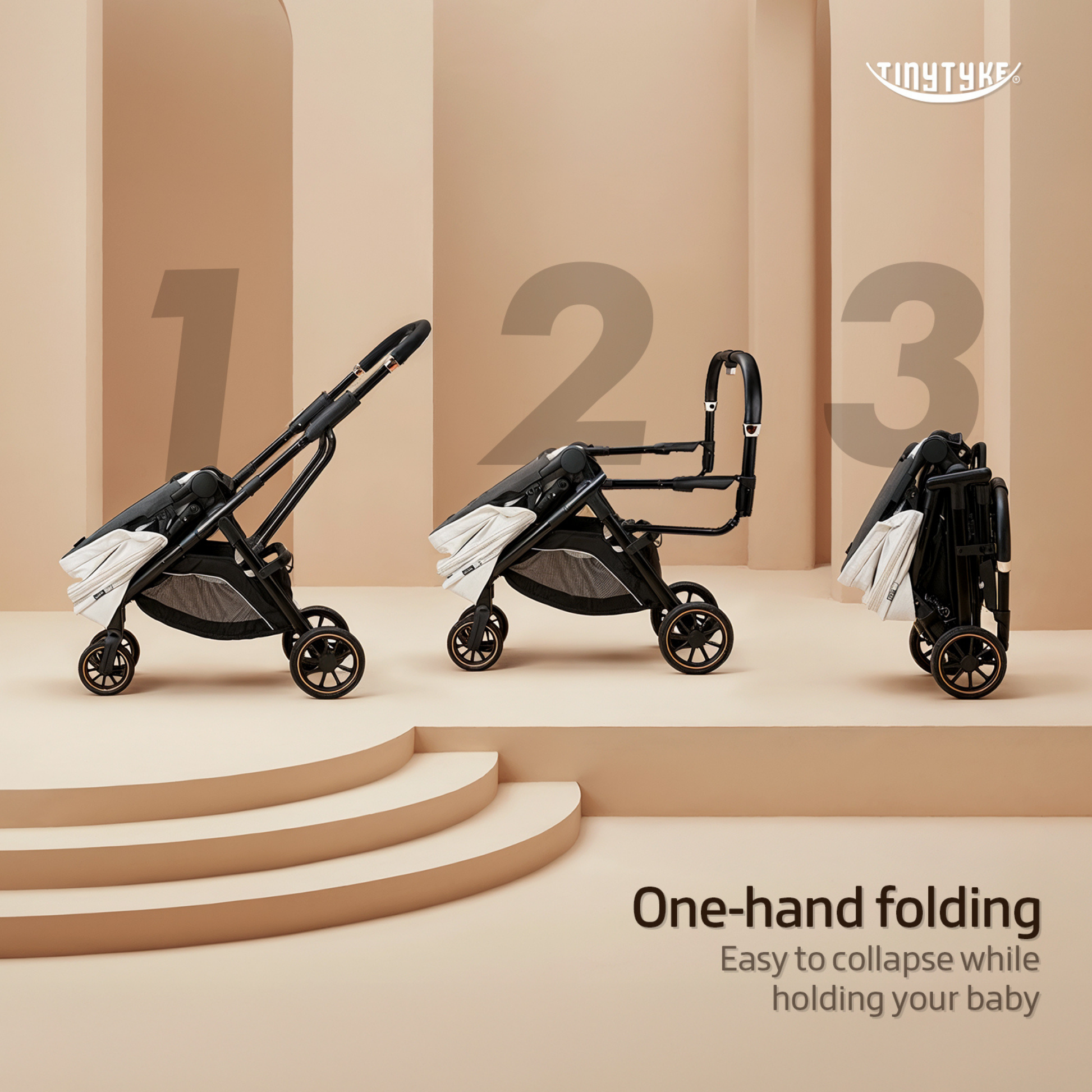 TinyTyke Urban Glide (T7) Two Essentials, One Purchase | Travel System Stroller with Car Seat (Optional) & Reversible Seating | 3-Position Recline and One-touch Fold (0-40 Months)