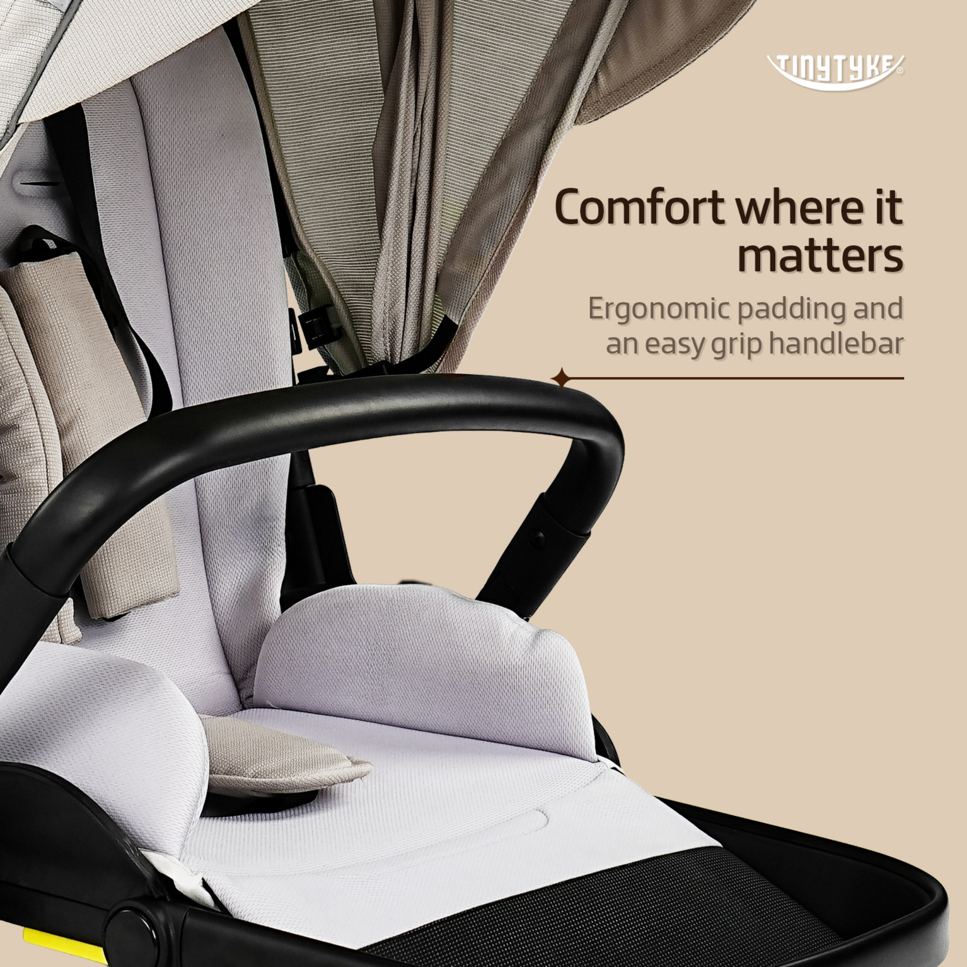 TinyTyke Urban Glide (T7) Two Essentials, One Purchase | Travel System Stroller with Car Seat (Optional) & Reversible Seating | 3-Position Recline and One-touch Fold (0-40 Months)