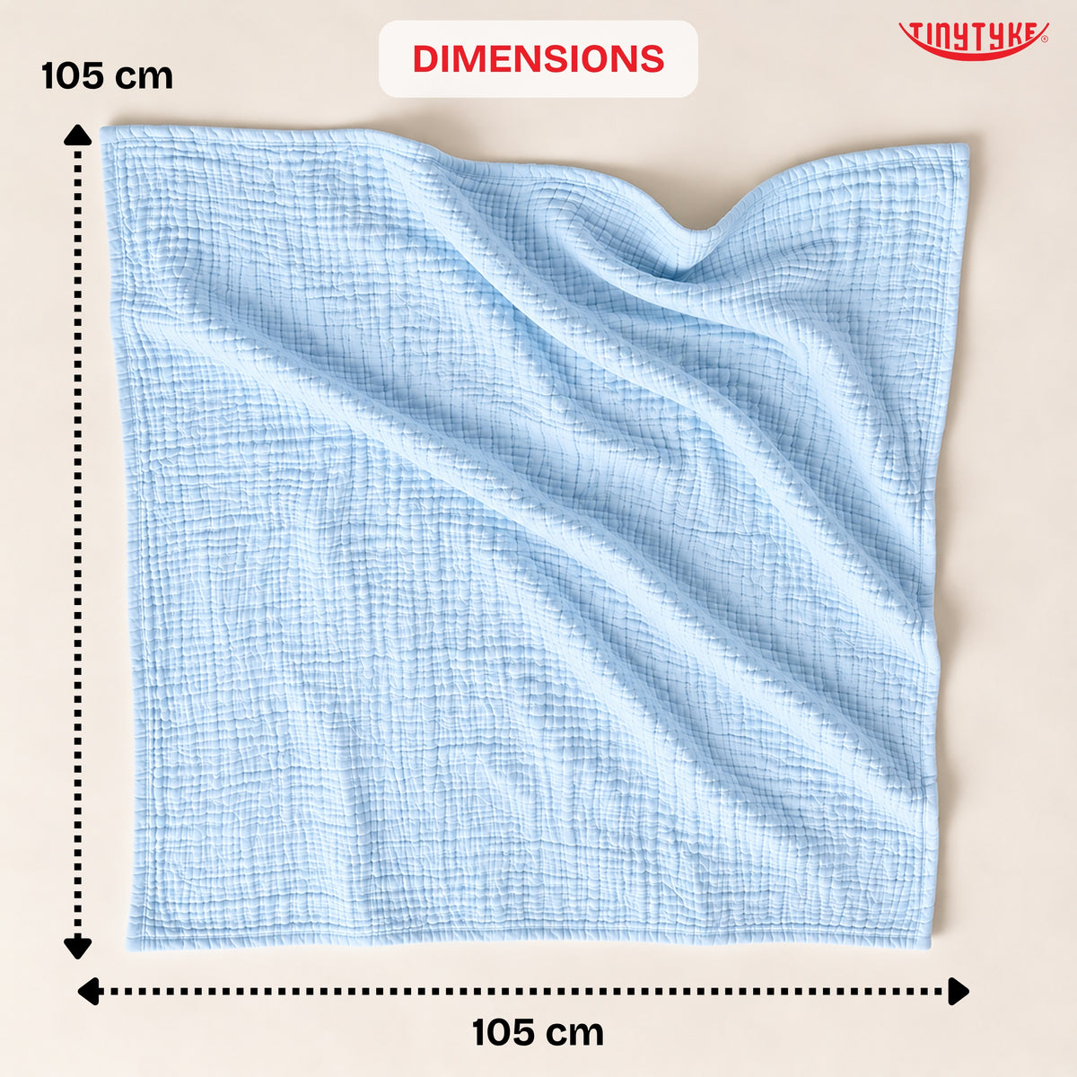 TinyTyke- Premium Crinkled Muslin Swaddle Cum Blanket For Newborn Babies